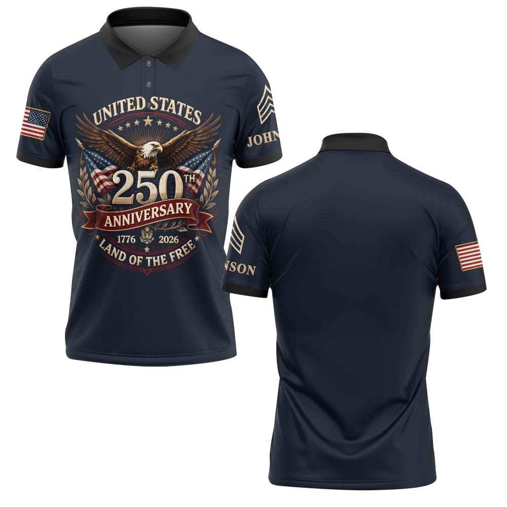 Premium America 250th Anniversary Custom Polo Shirt VPVC218984, Gifts For Army Veteran, Best Gifts For Father’s Day, Independence Day, Veterans Day
