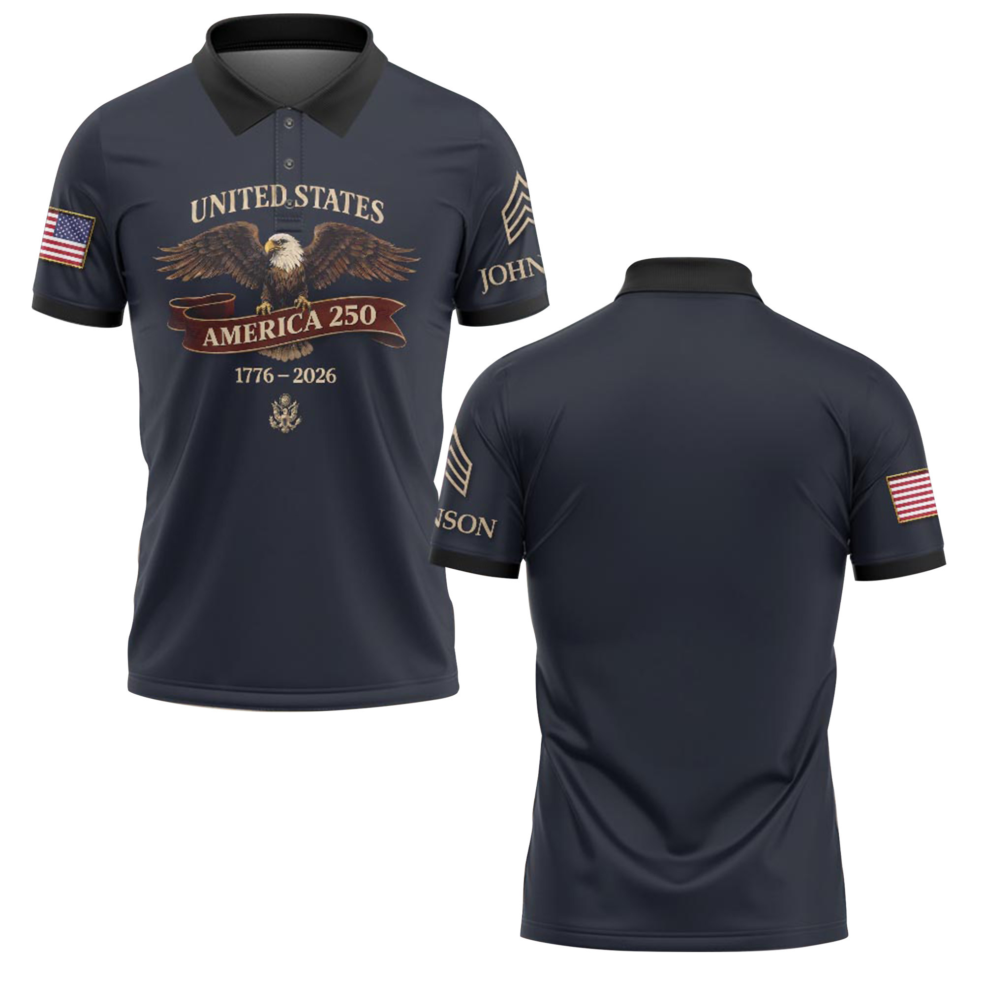 Premium America 250th Anniversary Custom Polo Shirt VPVC218986, Gifts For US Veteran, Gifts For Father’s Day, Independence Day, Veterans Day