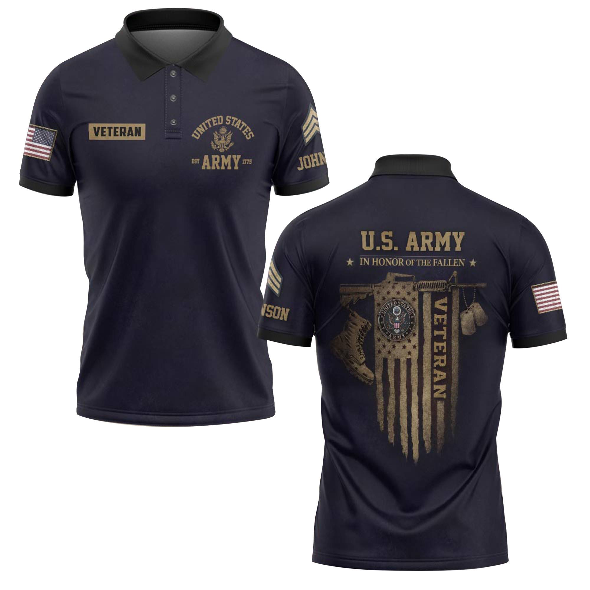 Premium US Army Custom Polo Shirt VPVC218996, Gifts For Army Veteran, Gifts For Father’s Day, Veterans Day