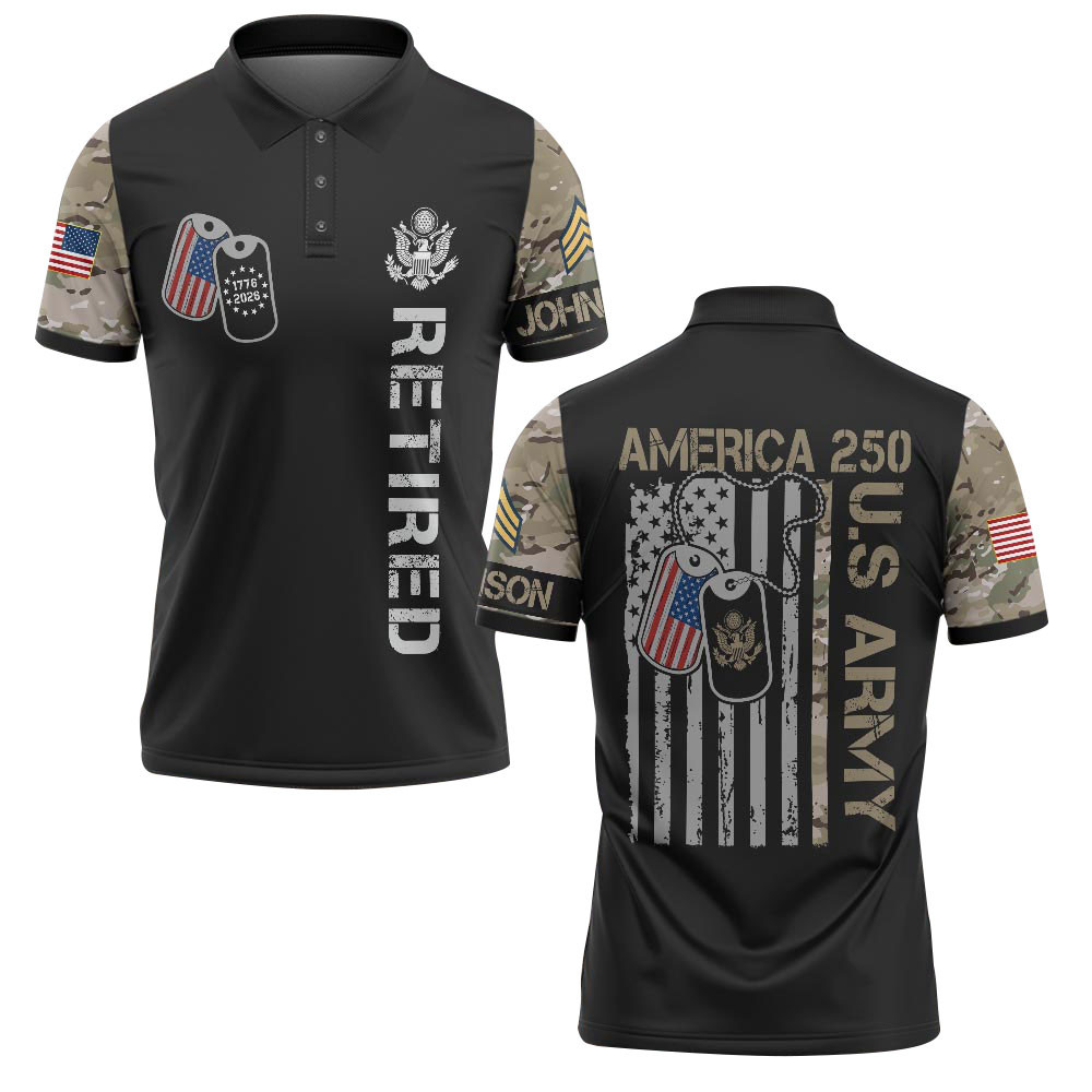 Premium America 250th Anniversary Custom Polo Shirt VPVC219001, Gifts For Army Retired, Best Gifts For Father’s Day, Independence Day, Veterans Day
