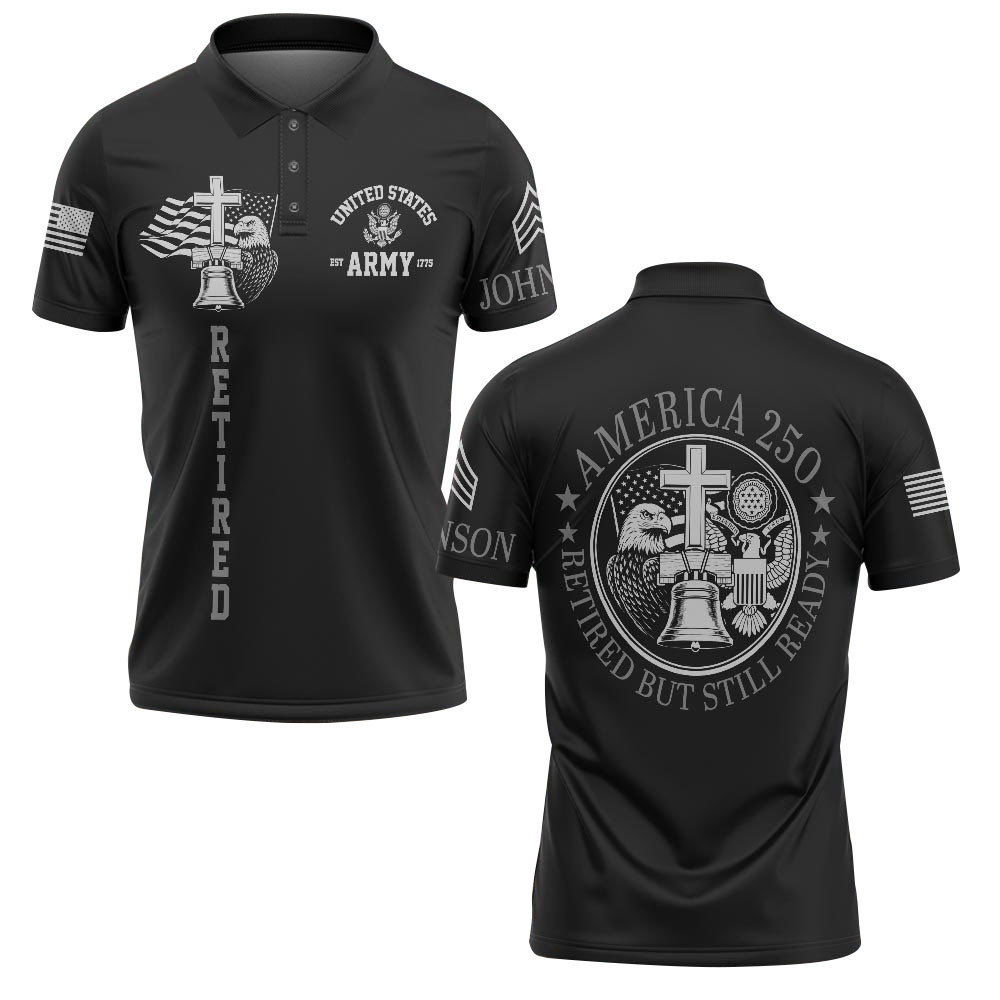 Premium America 250th Anniversary Custom Polo Shirt VPVC219003, Gifts For Army Retired, Best Gifts For Father’s Day, Independence Day, Veterans Day