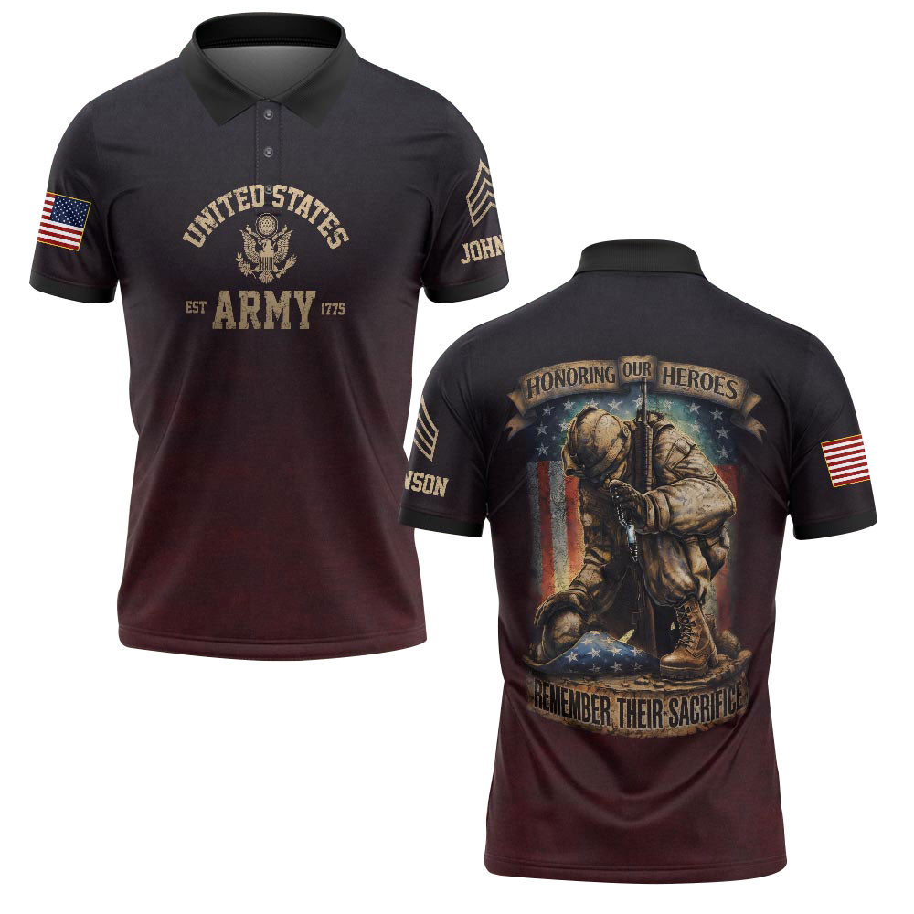 Premium US Army Custom Polo Shirt VPVC219018, Gifts For Army Veteran, Best Gifts For Memorial Day, Independence Day, Veterans Day