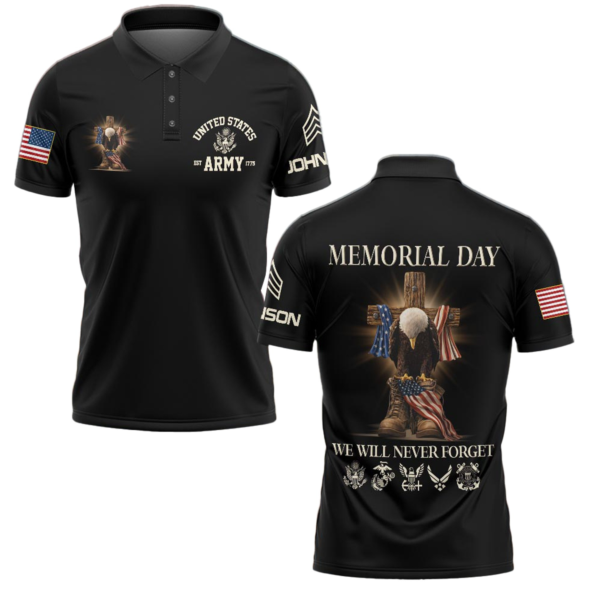Premium US Army Custom Polo Shirt VPVC219021, Gifts For Army Veteran, Best Gifts For Memorial Day, Independence Day, Veterans Day