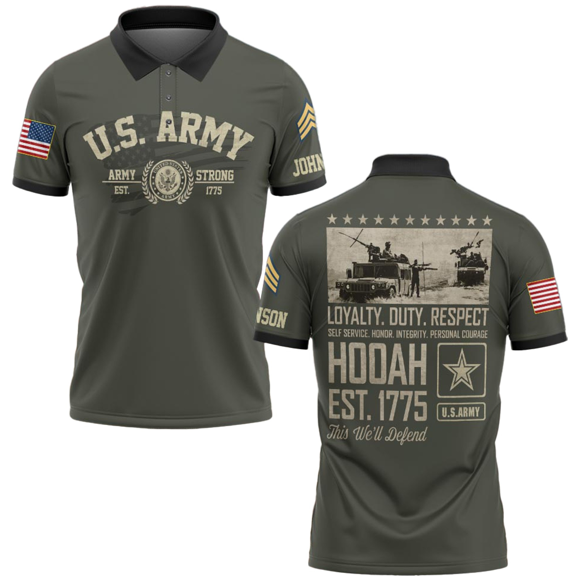 Premium US Army Custom Polo Shirt VPVC219022, Gifts For Army Veteran, Best Gifts For Father’s Day, Independence Day, Veterans Day