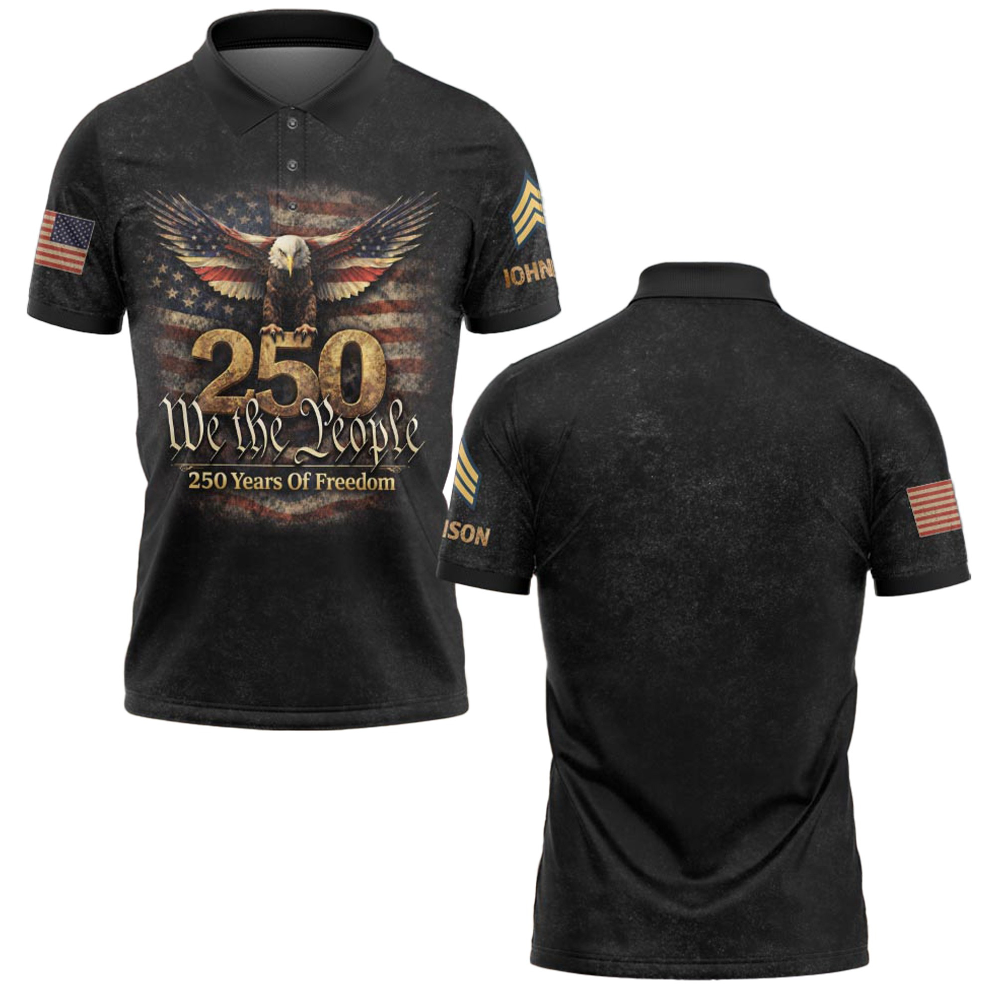 Premium America 250th Anniversary Custom Polo Shirt VPVC219025, Gifts For US Veteran, Gifts For Father’s Day, Independence Day, Veterans Day