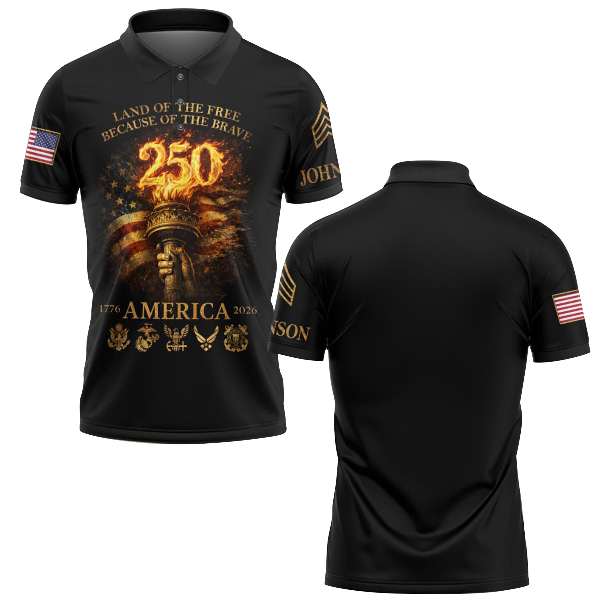 Premium America 250th Anniversary Custom Polo Shirt VPVC219027, Gifts For US Veteran, Gifts For Father’s Day, Independence Day, Veterans Day