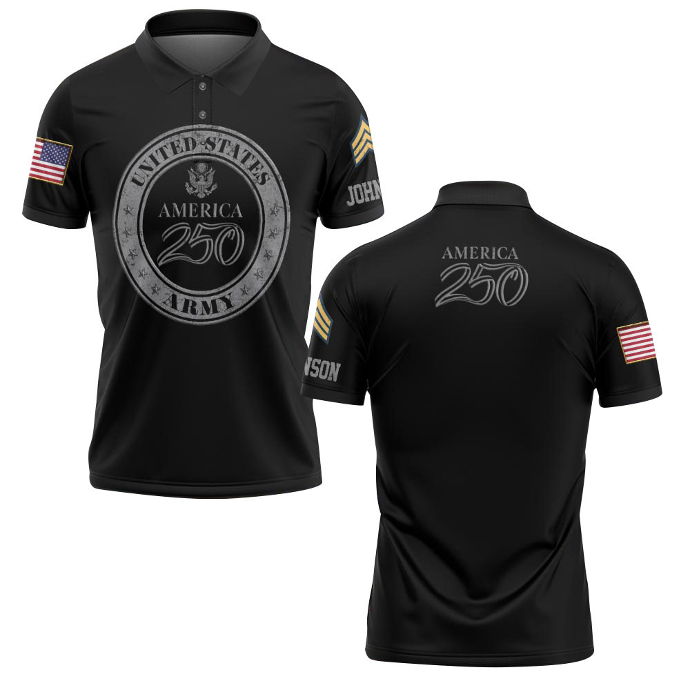 Premium America 250th Anniversary Custom Polo Shirt VPVC219031, Gifts For Army Veteran, Gifts For Father’s Day, Independence Day, Veterans Day