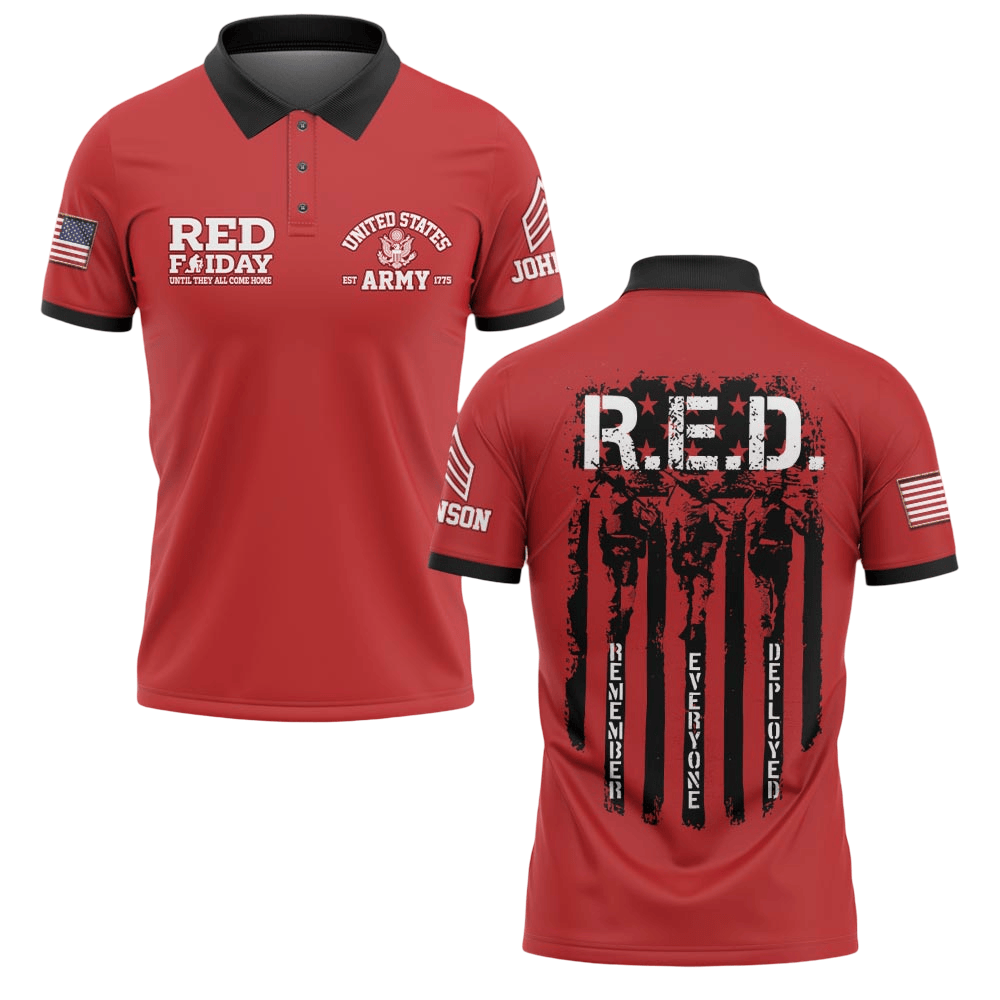 Premium Red Friday US Army Custom Polo Shirt VPVC219040, Gifts For Army Veteran, Best Gifts For Father’s Day, Independence Day, Veterans Day