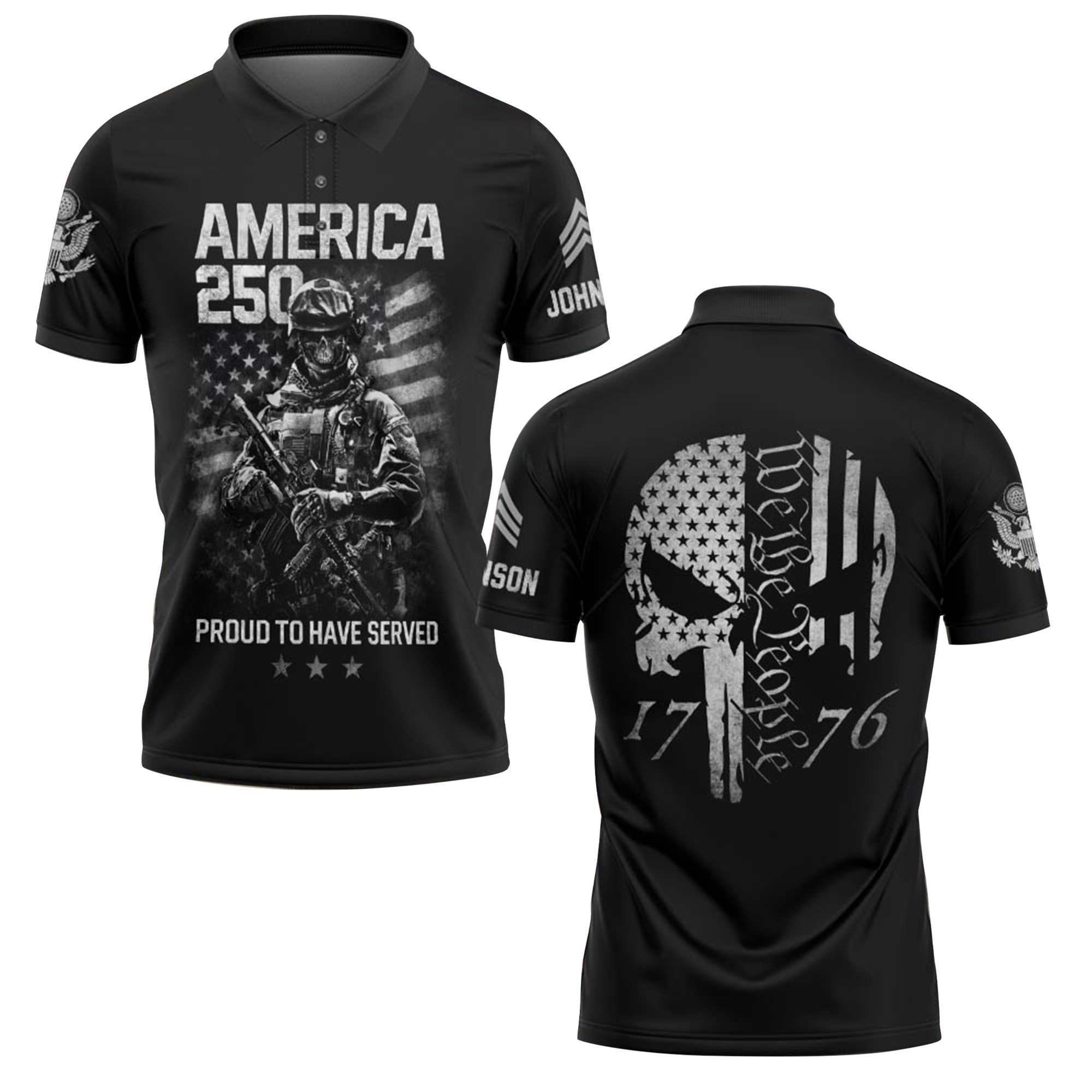 Premium America 250th Anniversary Custom Polo Shirt VPVC219043, Gifts For US Veteran, Gifts For Father’s Day, Independence Day, Veterans Day