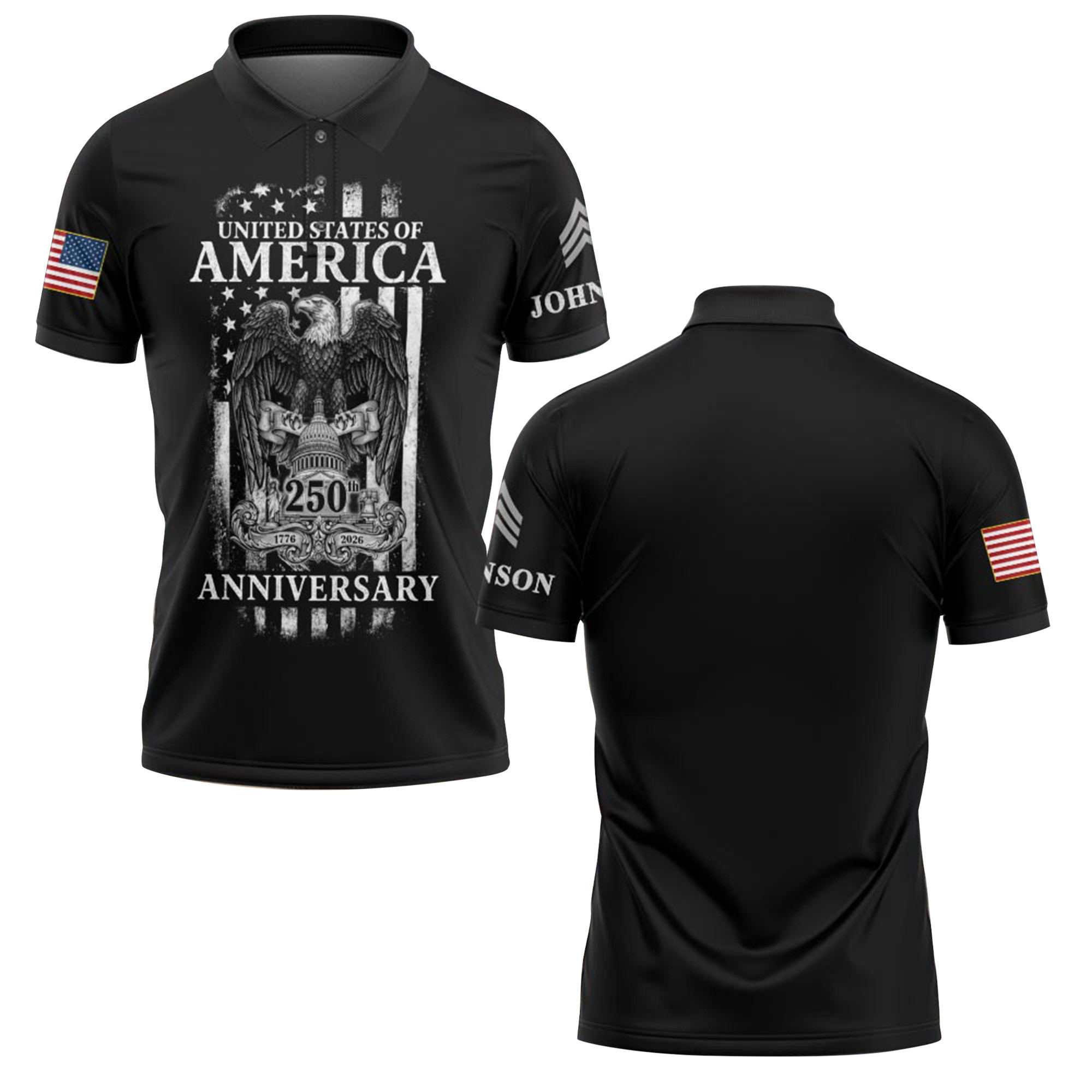 Premium America 250th Anniversary Custom Polo Shirt VPVC219044, Gifts For US Veteran, Gifts For Father’s Day, Independence Day, Veterans Day