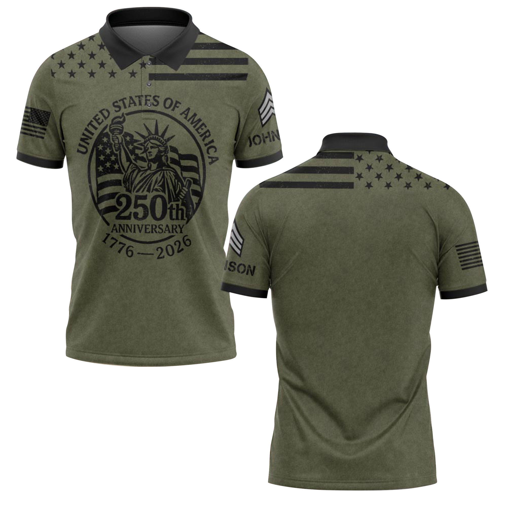 Premium America 250th Anniversary Custom Polo Shirt VPVC219045, Gifts For US Veteran, Gifts For Father’s Day, Independence Day, Veterans Day