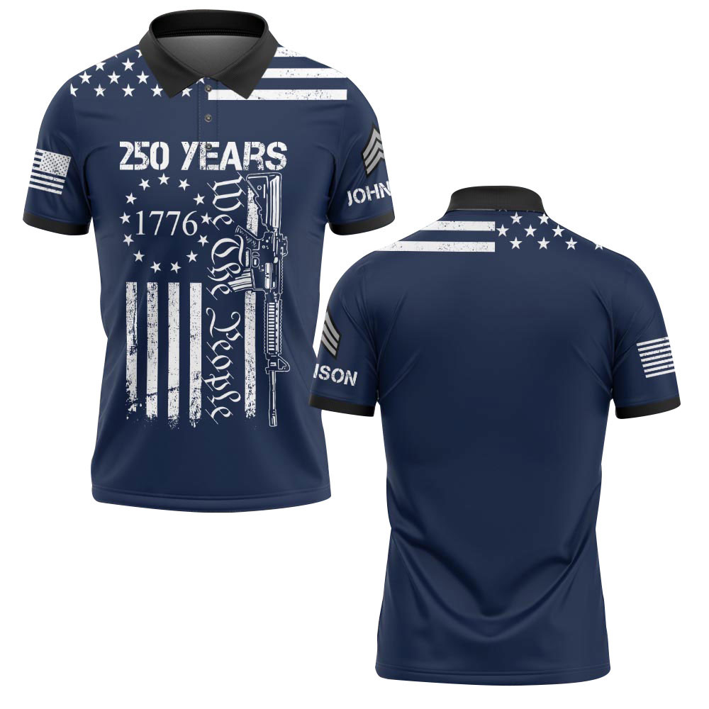 Premium America 250th Anniversary Custom Polo Shirt VPVC219047, Gifts For US Veteran, Gifts For Father’s Day, Independence Day, Veterans Day