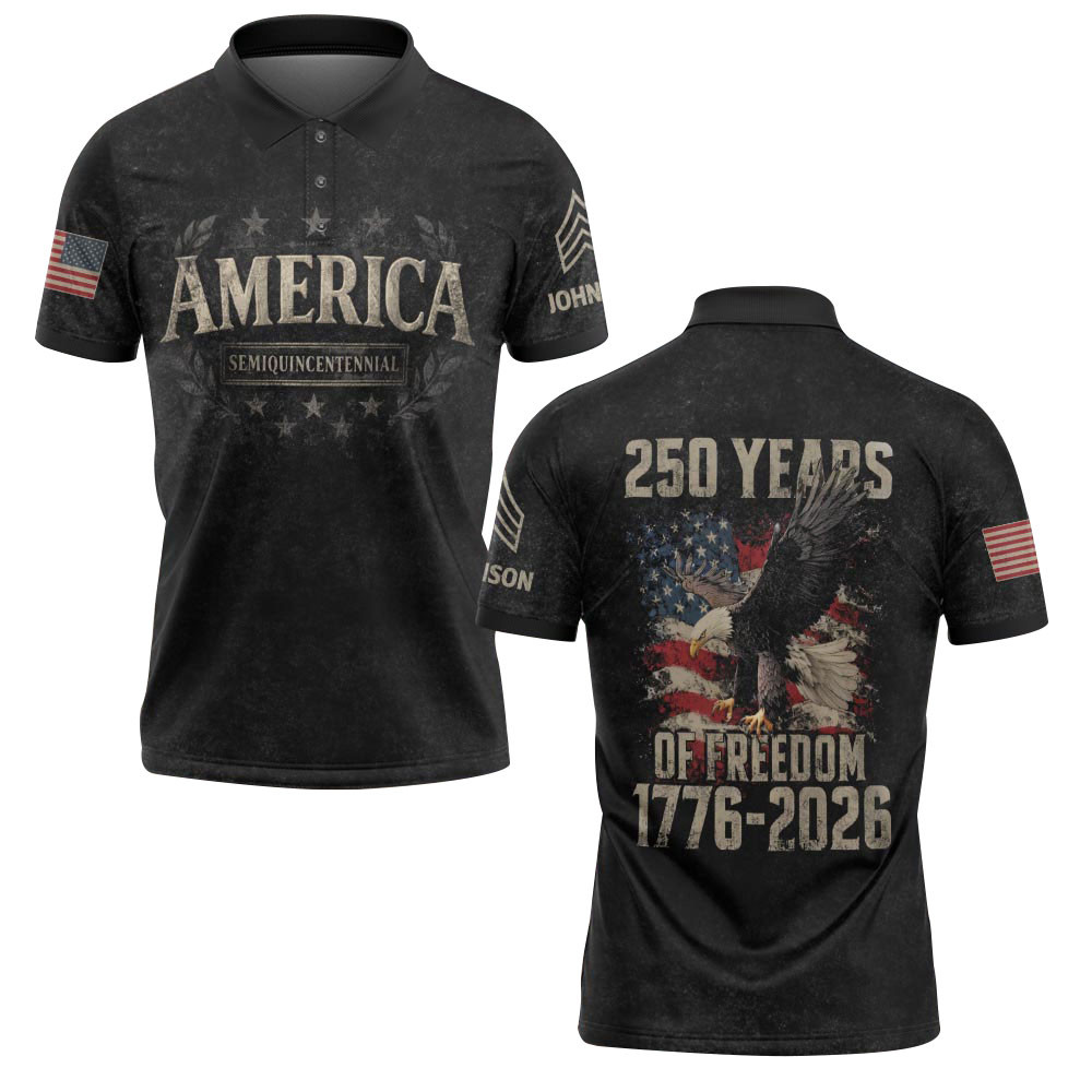 Premium America 250th Anniversary Custom Polo Shirt VPVC219048, Gifts For US Veteran, Gifts For Father’s Day, Independence Day, Veterans Day