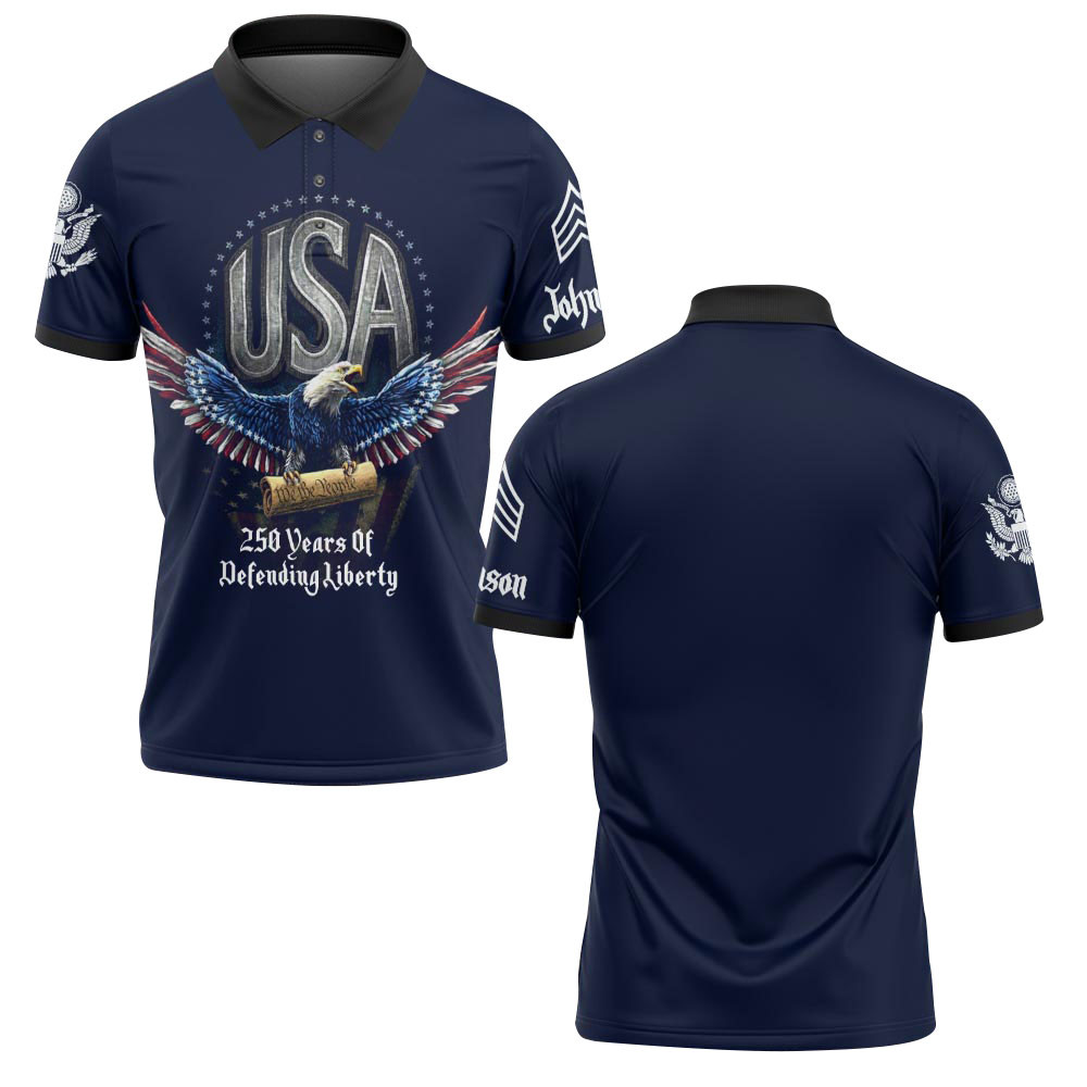 Premium America 250th Anniversary Custom Polo Shirt VPVC219050, Gifts For US Veteran, Gifts For Father’s Day, Independence Day, Veterans Day