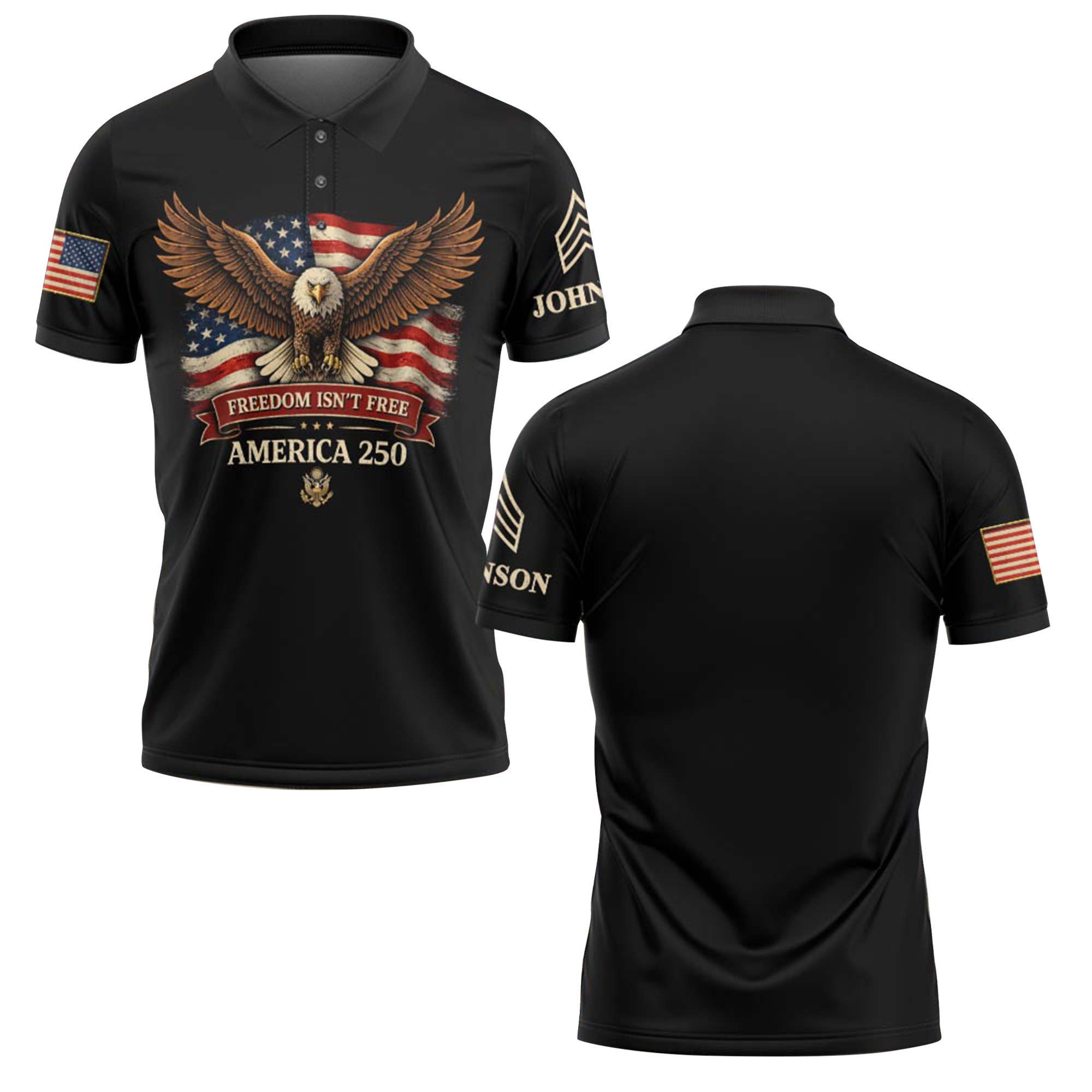 Premium America 250th Anniversary Custom Polo Shirt VPVC219056, Gifts For US Veteran, Gifts For Father’s Day, Independence Day, Veterans Day
