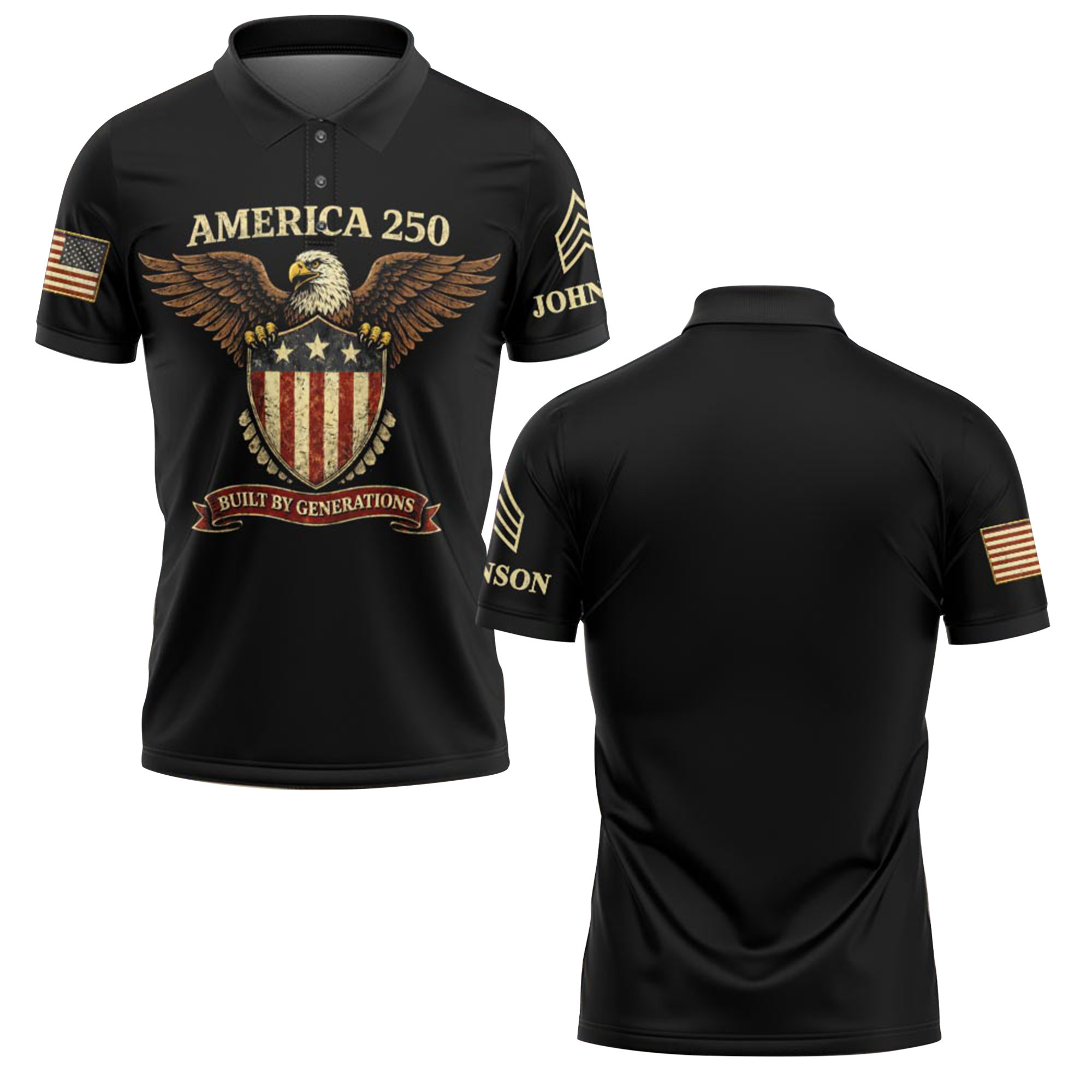 Premium America 250th Anniversary Custom Polo Shirt VPVC219057, Gifts For US Veteran, Gifts For Father’s Day, Independence Day, Veterans Day