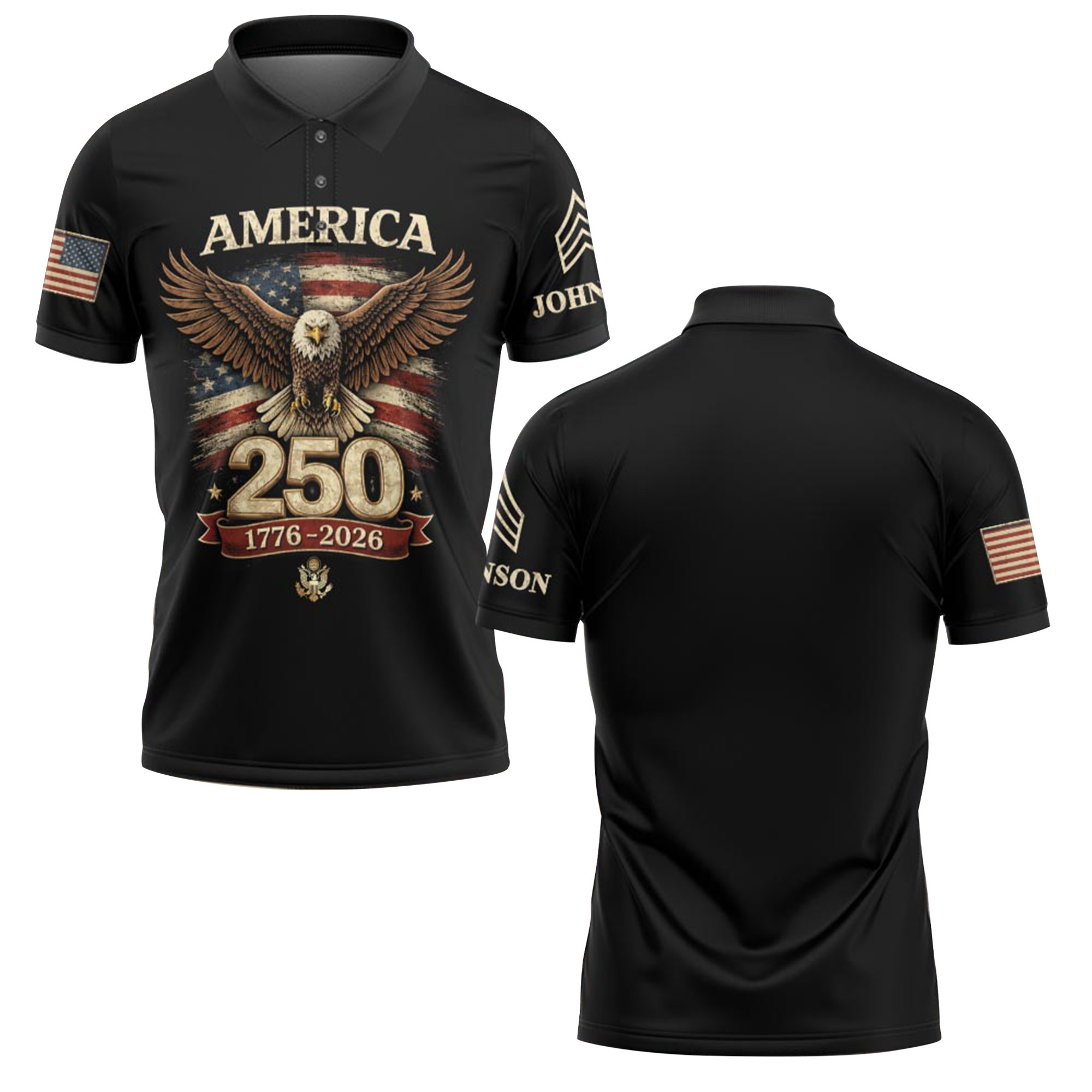 Premium America 250th Anniversary Custom Polo Shirt VPVC219058, Gifts For US Veteran, Gifts For Father’s Day, Independence Day, Veterans Day