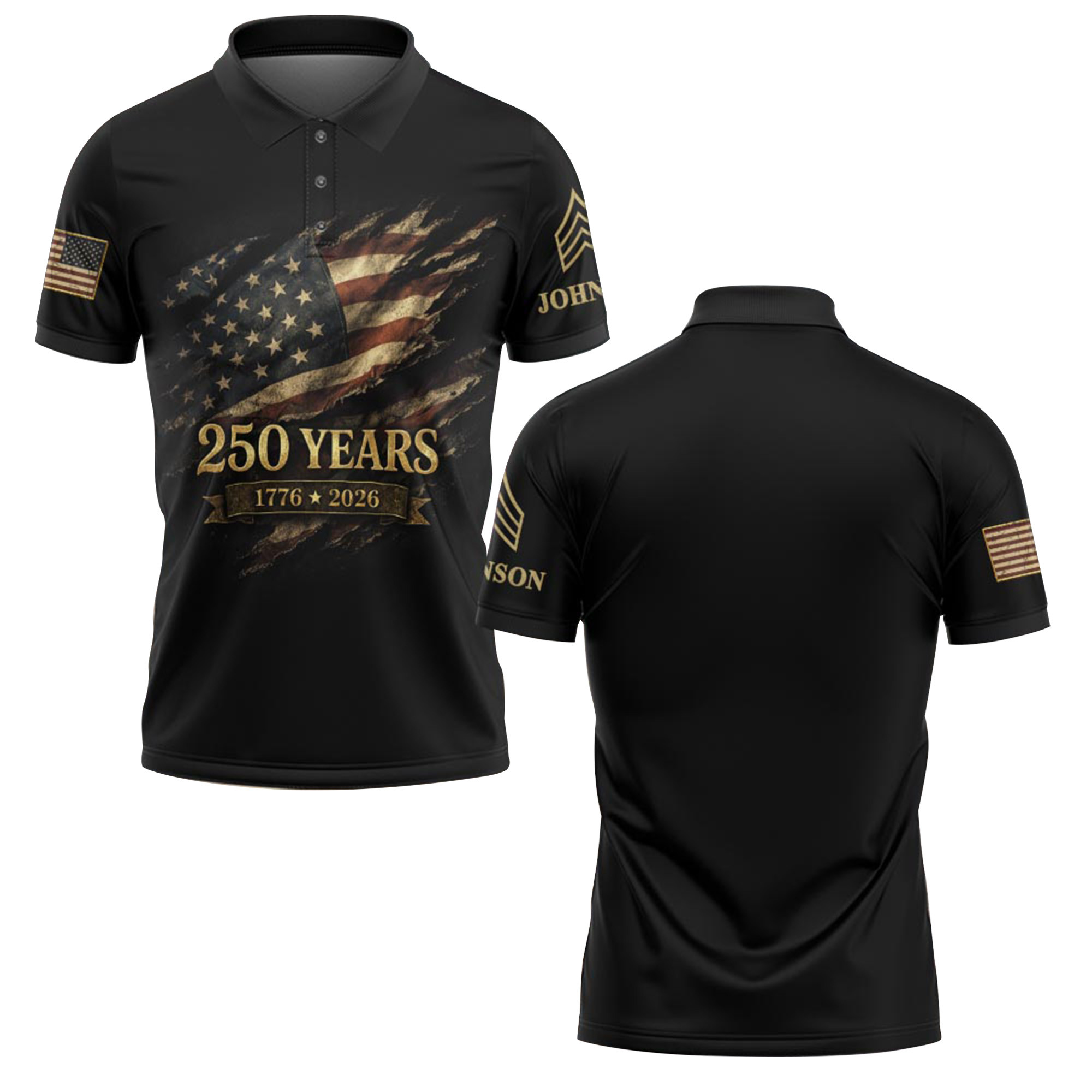 Premium America 250th Anniversary Custom Polo Shirt VPVC219060, Gifts For Army Veteran, Gifts For Father’s Day, Independence Day, Veterans Day