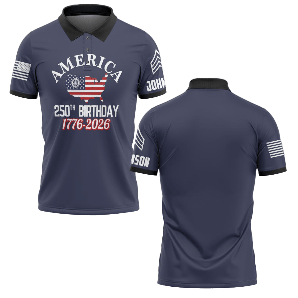 Premium America 250th Anniversary Custom Polo Shirt VPVC219068, Gifts For US Veteran, Gifts For Father’s Day, Independence Day, Veterans Day