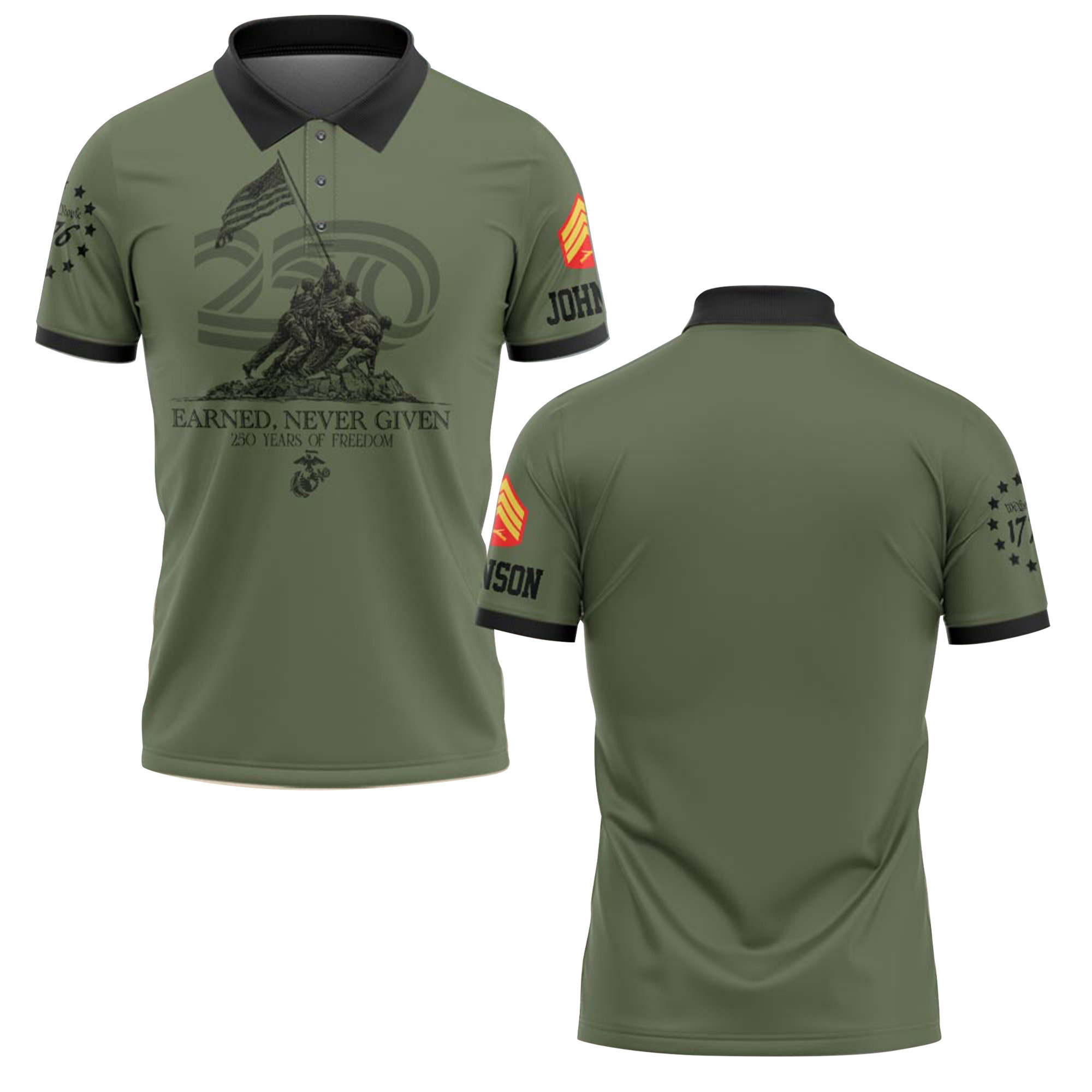 Premium America 250th Anniversary Custom Polo Shirt VPVC219071, Gifts For Marine Veteran, Gifts For Father’s Day, Independence Day, Veterans Day