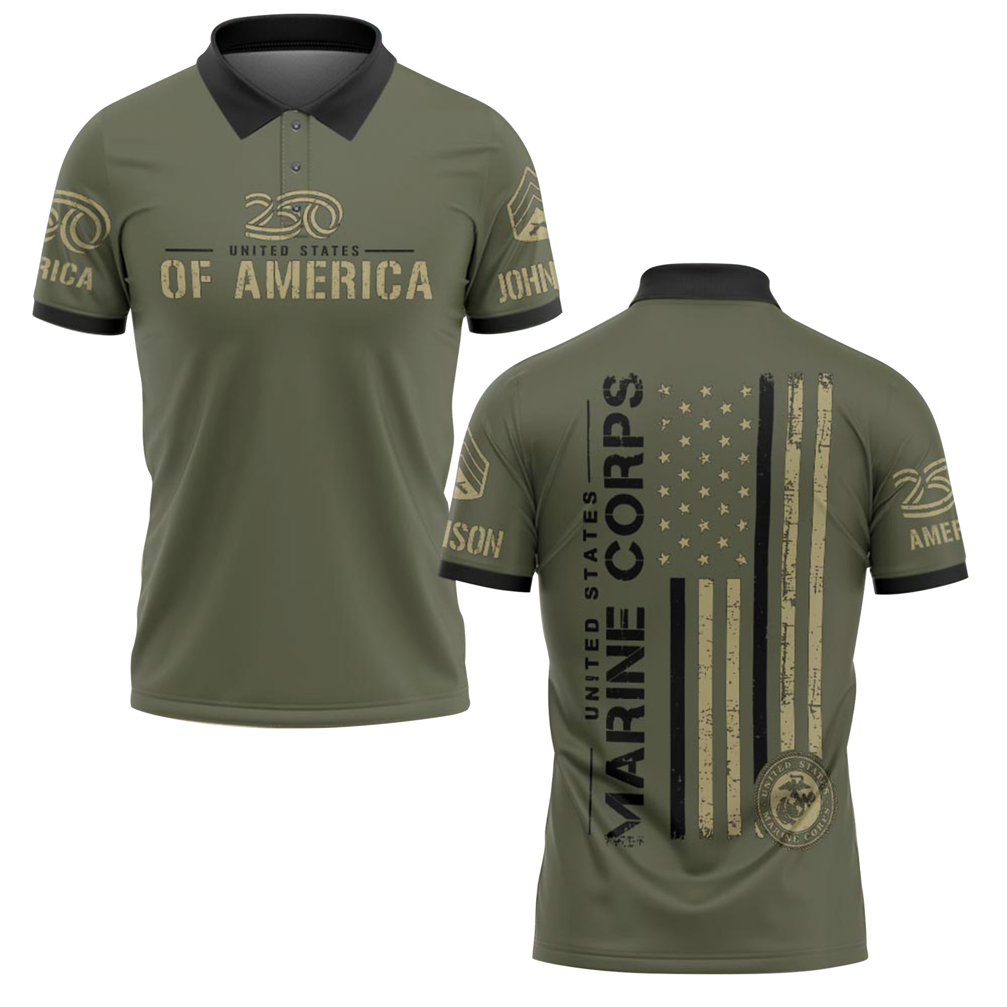 Premium America 250th Anniversary Custom Polo Shirt VPVC219072, Gifts For Marine Veteran, Gifts For Father’s Day, Independence Day, Veterans Day