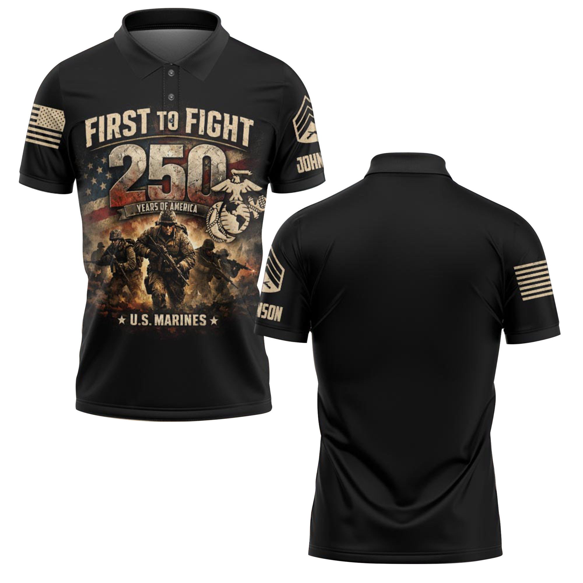 Premium America 250th Anniversary Custom Polo Shirt VPVC219073, Gifts For Marine Veteran, Gifts For Father’s Day, Independence Day, Veterans Day