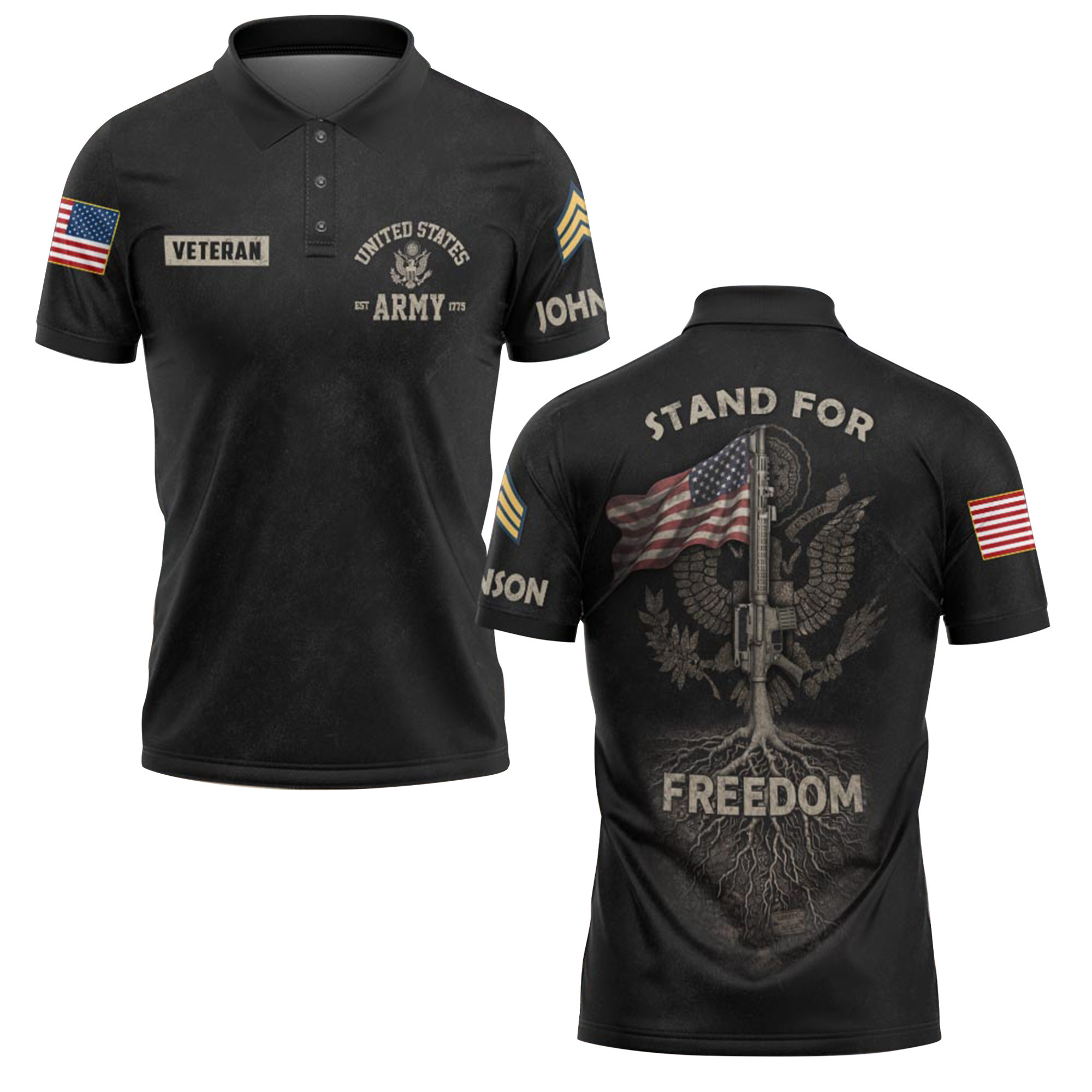 Premium America 250th Anniversary Custom Polo Shirt VPVC219075, Gifts For Army Veteran, Gifts For Father’s Day, Independence Day, Veterans Day