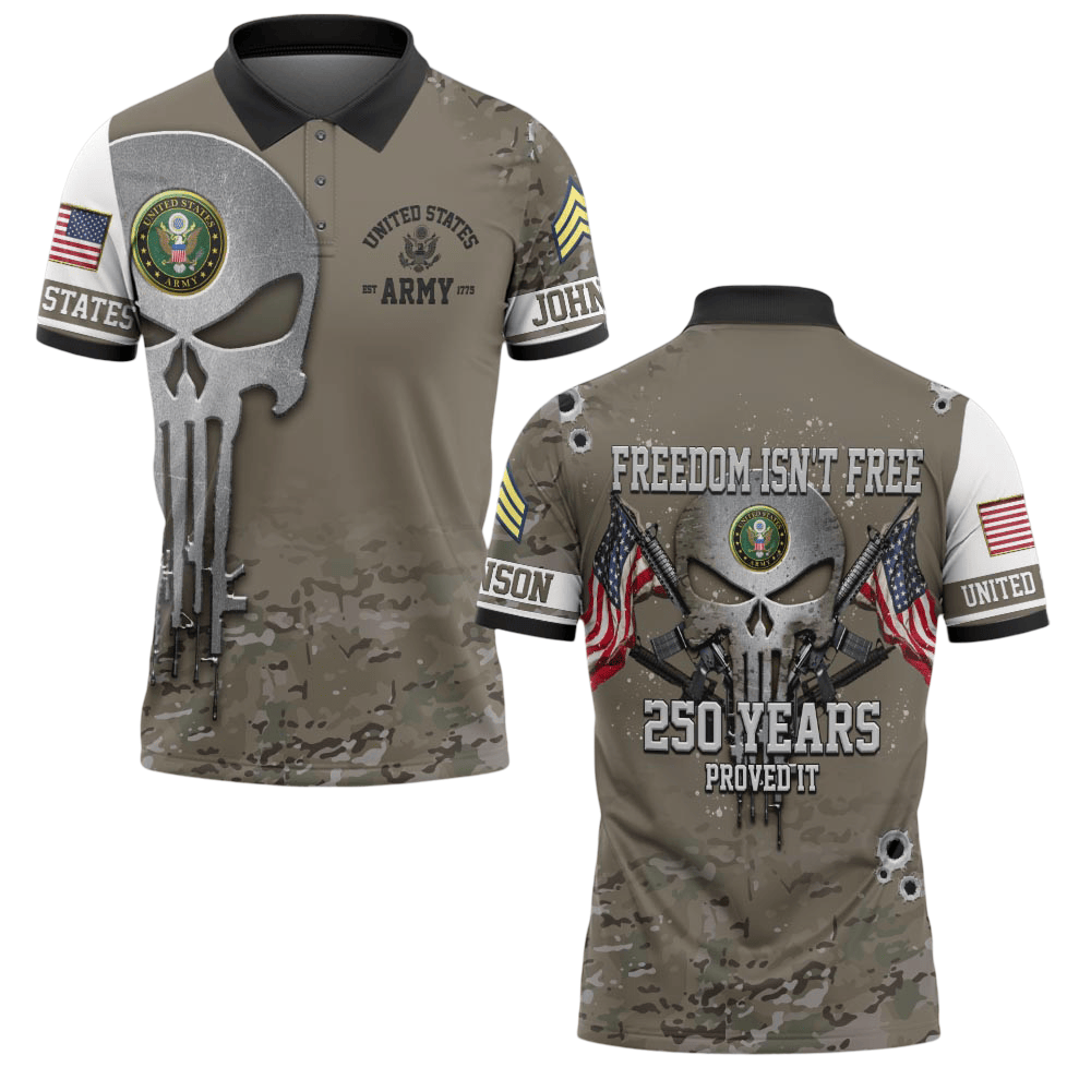 Premium America 250th Anniversary Custom Polo Shirt VPVC219076, Gifts For Army Veteran, Gifts For Father’s Day, Independence Day, Veterans Day