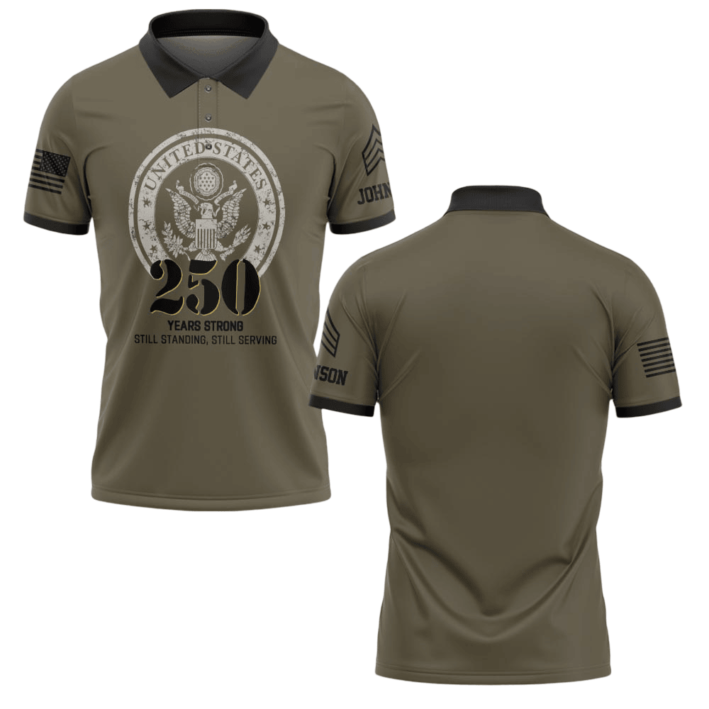 Premium America 250th Anniversary Custom Polo Shirt VPVC219078, Gifts For Army Veteran, Gifts For Father’s Day, Independence Day, Veterans Day