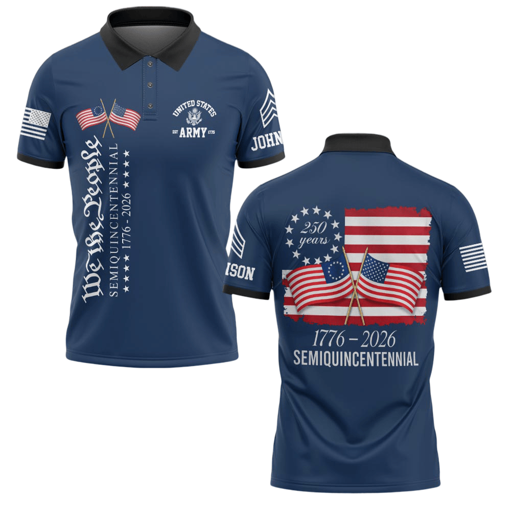 Premium America 250th Anniversary Custom Polo Shirt VPVC219080, Gifts For Army Veteran, Gifts For Father’s Day, Independence Day, Veterans Day