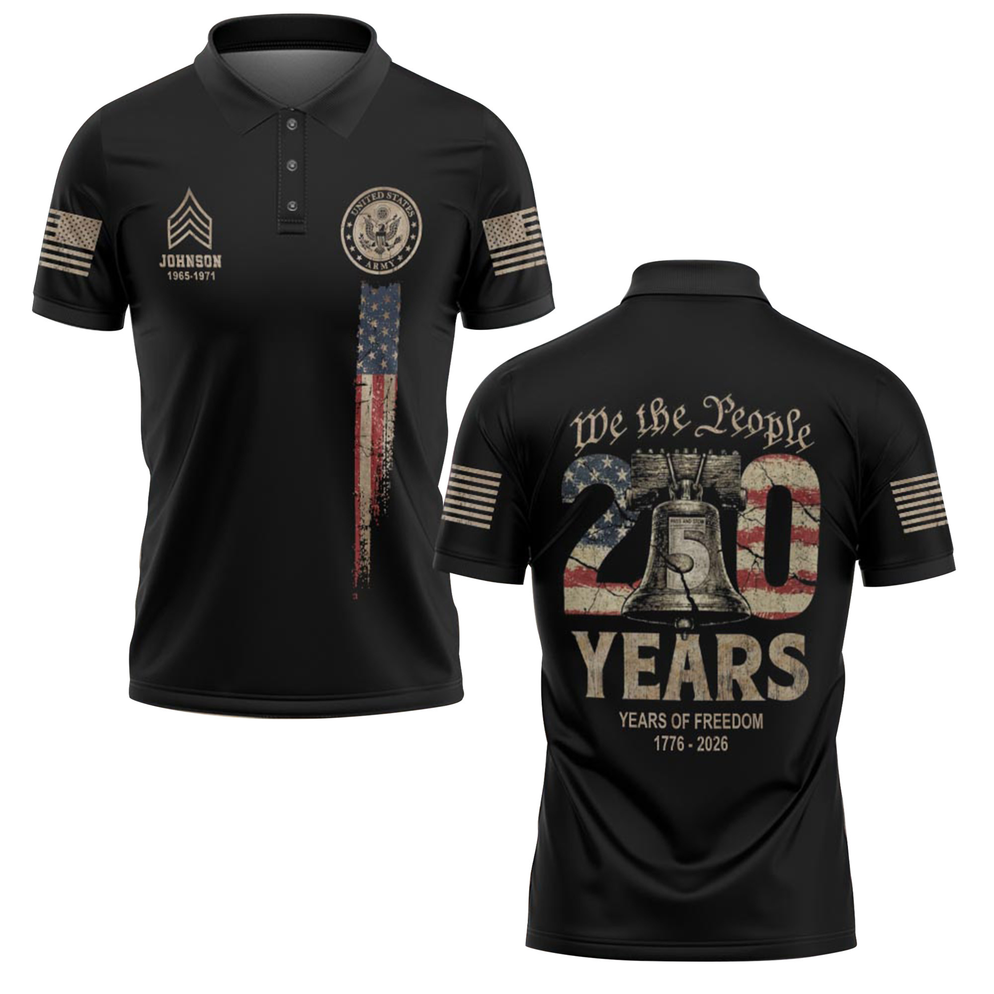 Premium America 250th Anniversary Custom Polo Shirt VPVC219081, Gifts For Army Veteran, Gifts For Father’s Day, Independence Day, Veterans Day