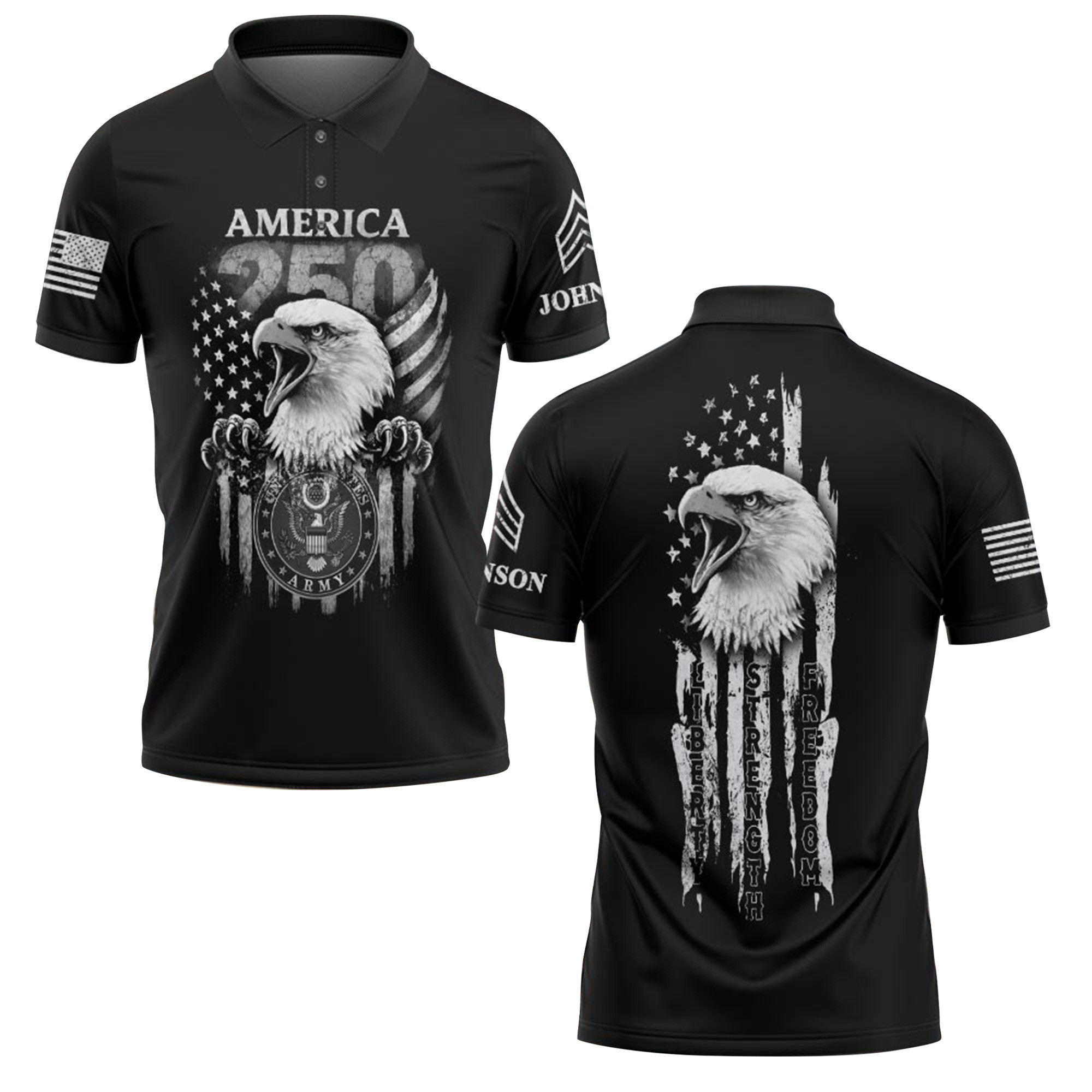 Premium America 250th Anniversary Custom Polo Shirt VPVC219083, Gifts For Army Veteran, Gifts For Father’s Day, Independence Day, Veterans Day