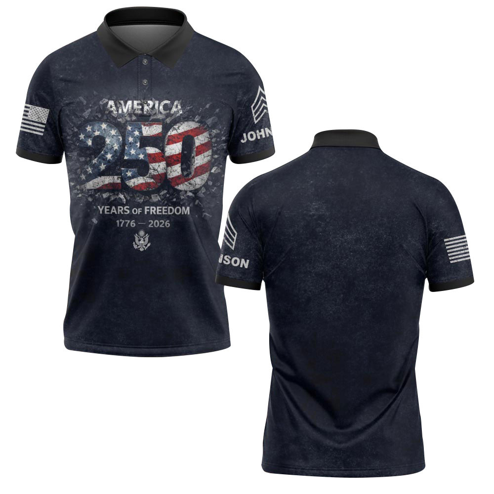 Premium America 250th Anniversary Custom Polo Shirt VPVC219086, Gifts For US Veteran, Gifts For Father’s Day, Independence Day, Veterans Day