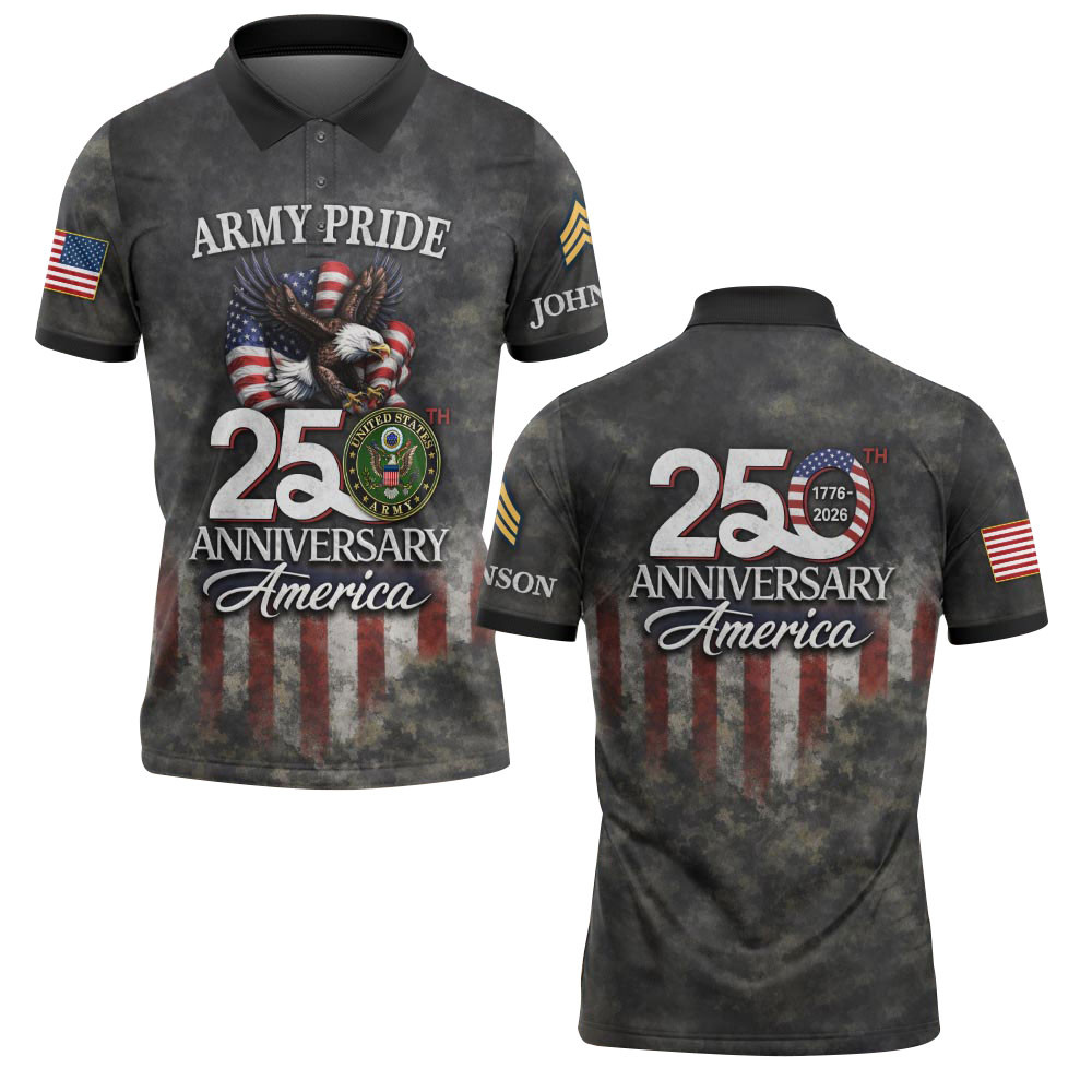 Premium America 250th Anniversary Custom Polo Shirt VPVC219087, Gifts For Army Veteran, Gifts For Father’s Day, Independence Day, Veterans Day