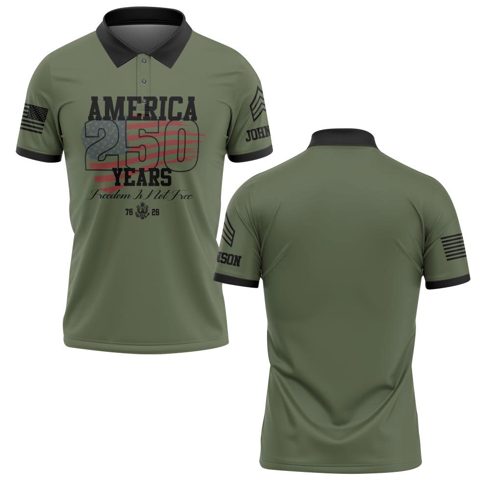 Premium America 250th Anniversary Custom Polo Shirt VPVC219090, Gifts For US Veteran, Gifts For Father’s Day, Independence Day, Veterans Day