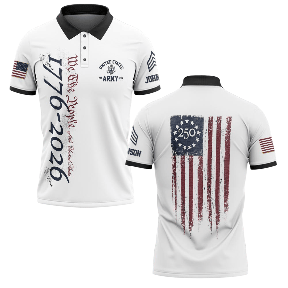 Premium America 250th Anniversary Custom Polo Shirt VPVC219096, Gifts For US Veteran, Gifts For Father’s Day, Independence Day, Veterans Day