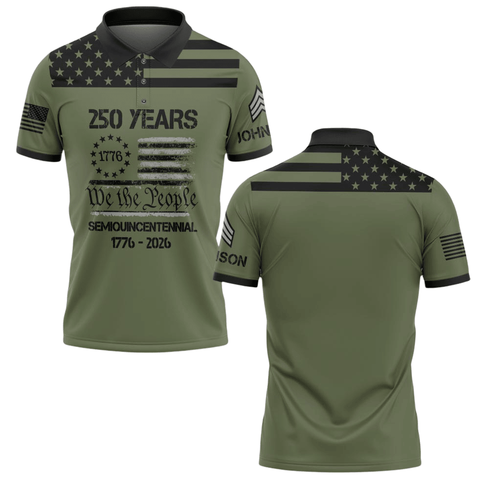 Premium America 250th Anniversary Custom Polo Shirt VPVC219097, Gifts For US Veteran, Gifts For Father’s Day, Independence Day, Veterans Day