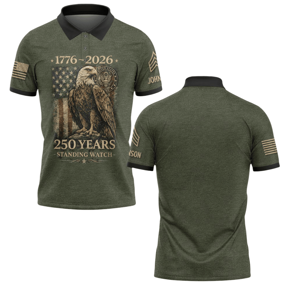 Premium America 250th Anniversary Custom Polo Shirt VPVC219098, Gifts For Army Veteran, Gifts For Father’s Day, Independence Day, Veterans Day