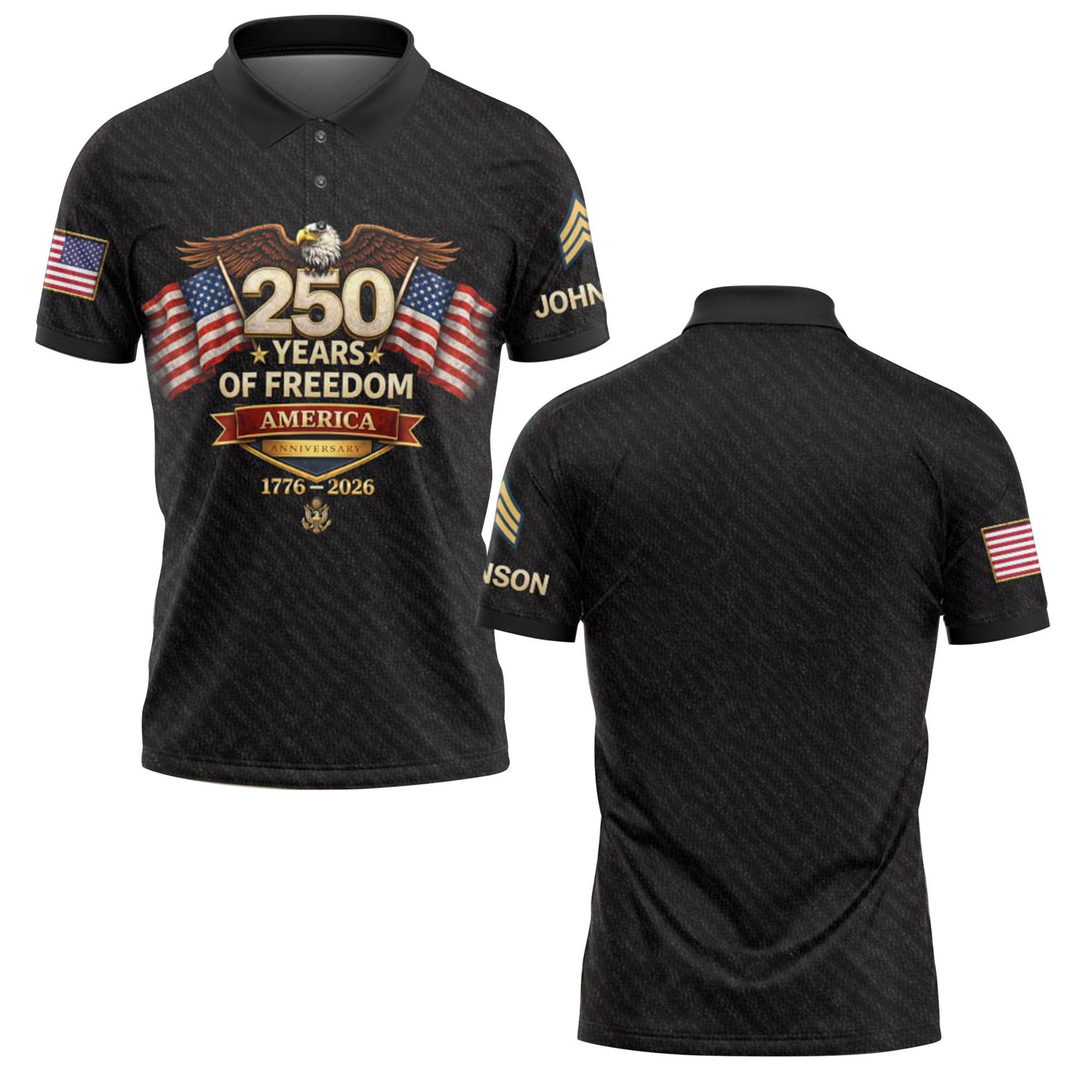 Premium America 250th Anniversary Custom Polo Shirt VPVC219104, Gifts For US Veteran, Gifts For Father’s Day, Independence Day, Veterans Day