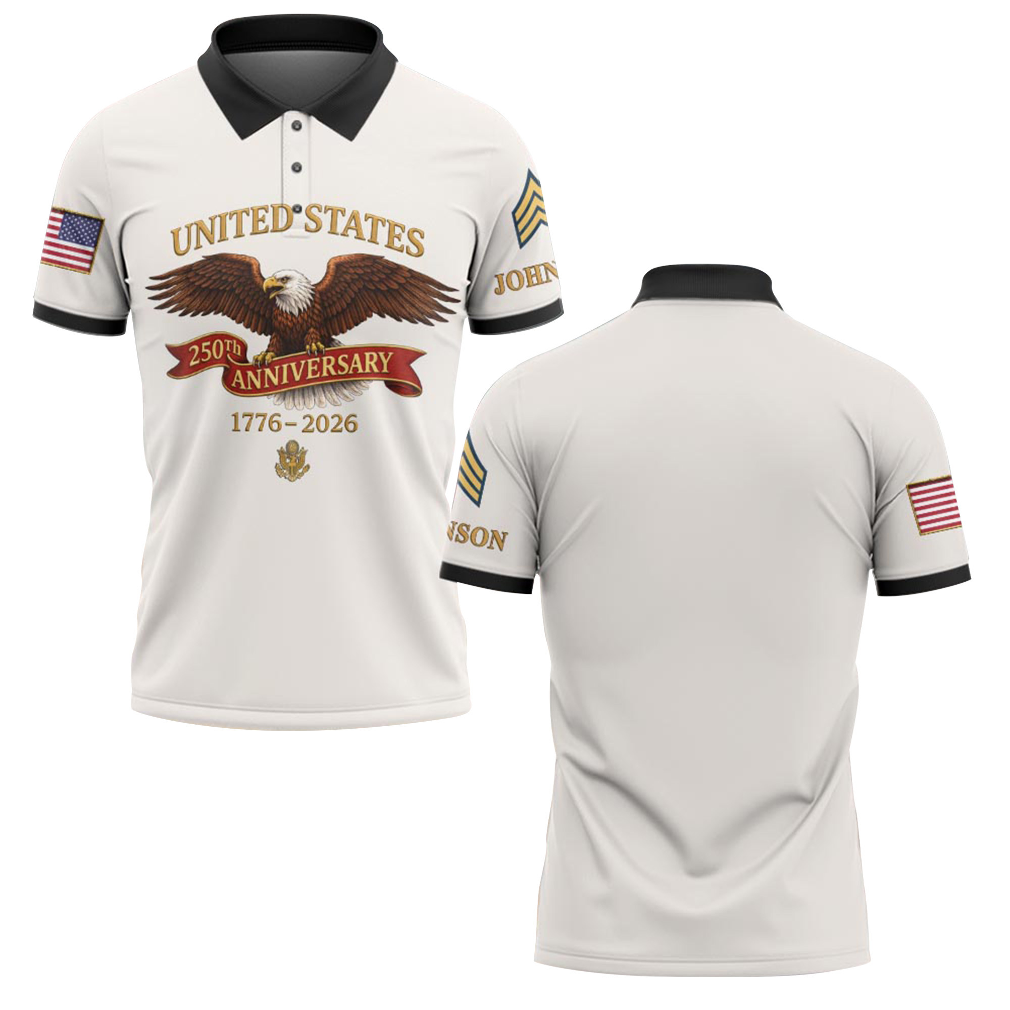 Premium America 250th Anniversary Custom Polo Shirt VPVC219106, Gifts For US Veteran, Gifts For Father’s Day, Independence Day, Veterans Day
