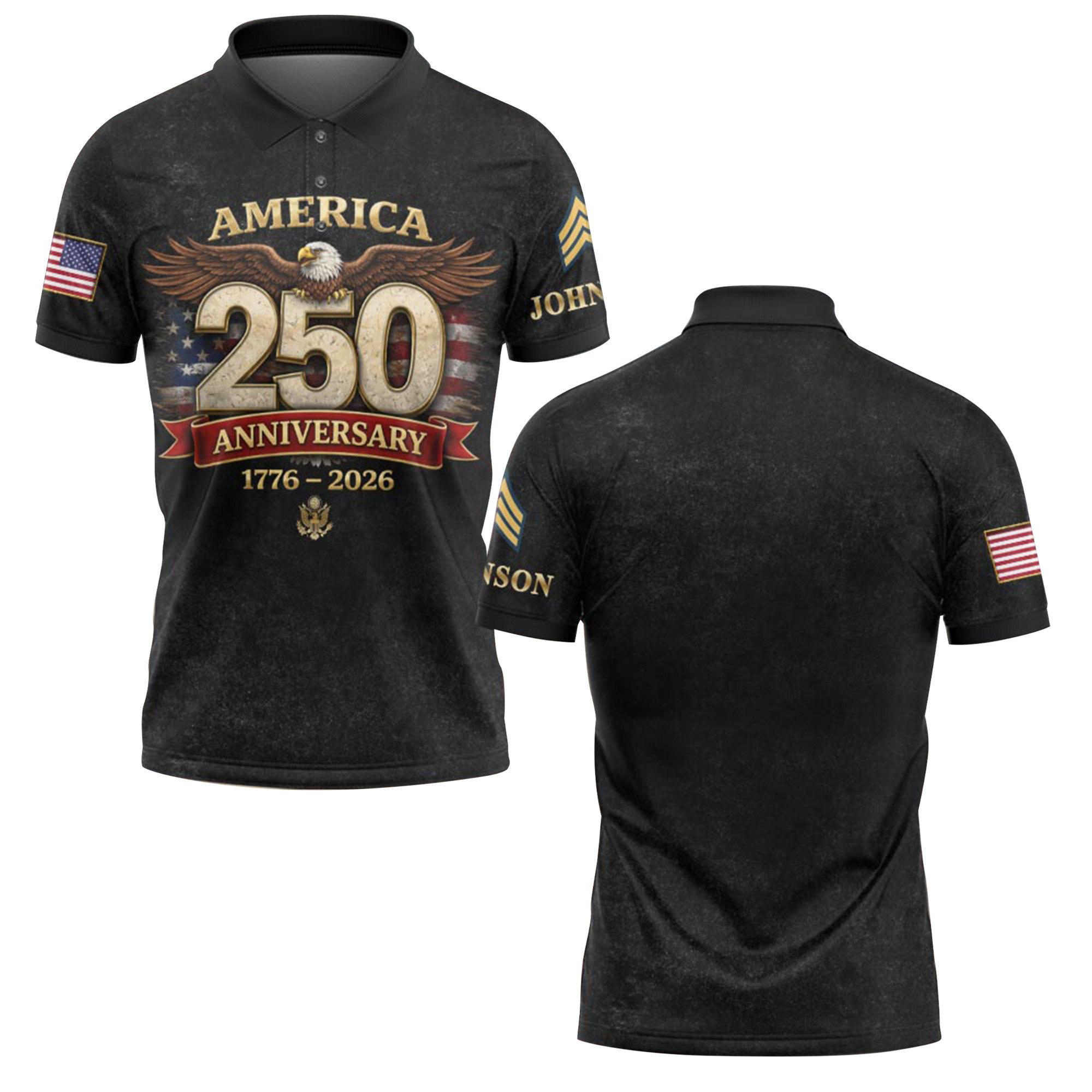 Premium America 250th Anniversary Custom Polo Shirt VPVC219107, Gifts For US Veteran, Gifts For Father’s Day, Independence Day, Veterans Day