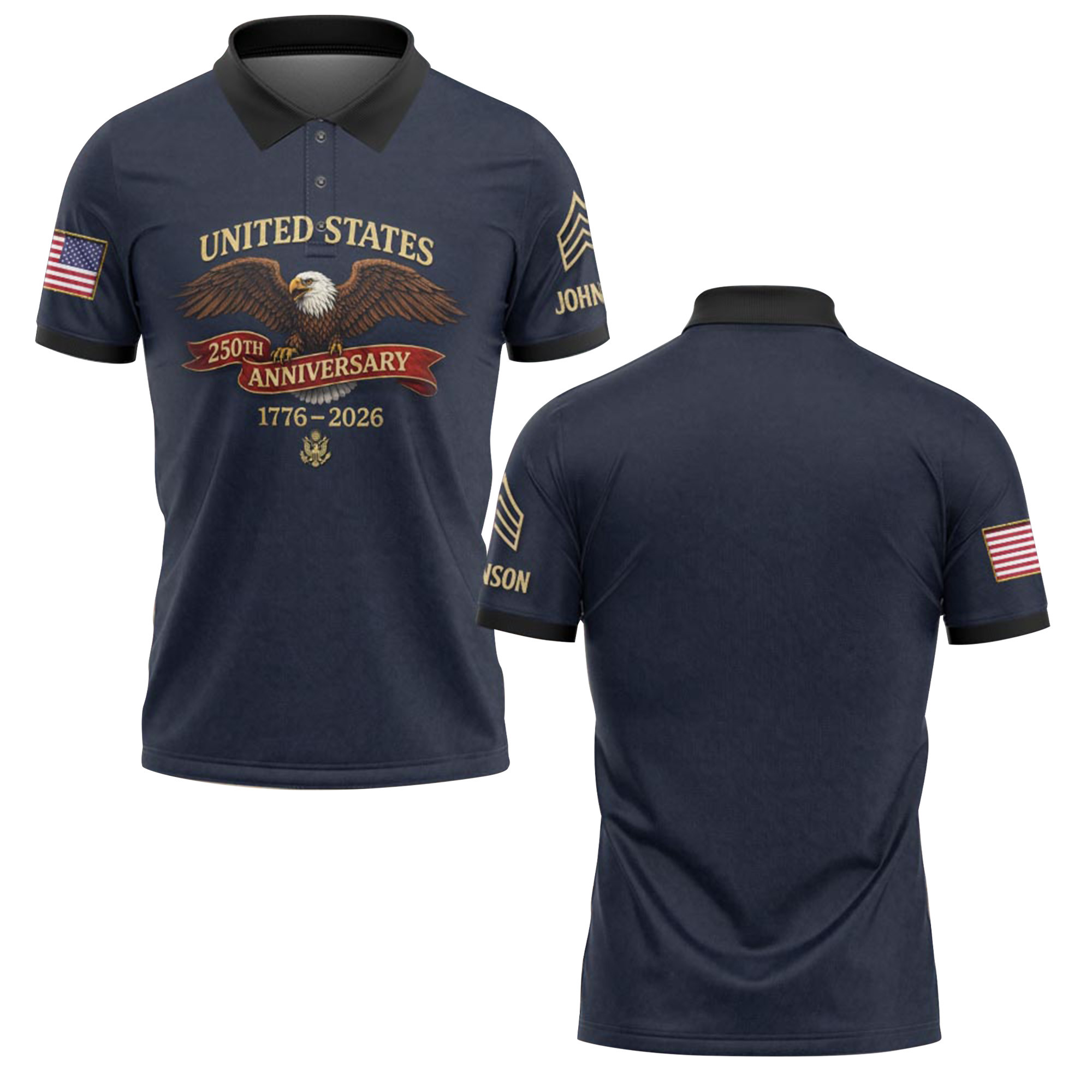 Premium America 250th Anniversary Custom Polo Shirt VPVC219108, Gifts For US Veteran, Gifts For Father’s Day, Independence Day, Veterans Day