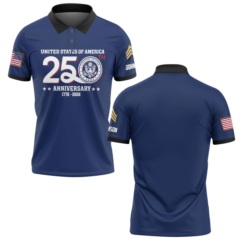 Premium America 250th Anniversary Custom Polo Shirt VPVC219118, Gifts For Army Veteran, Gifts For Father’s Day, Independence Day, Veterans Day