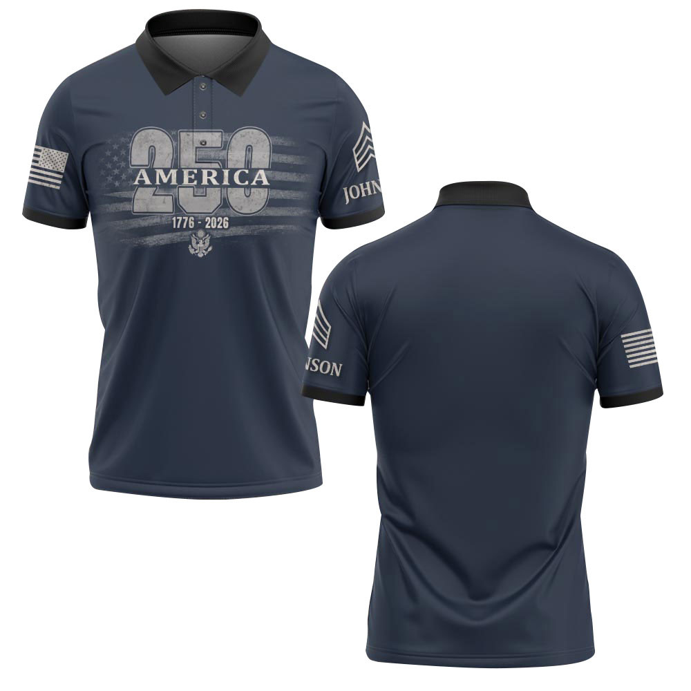 Premium America 250th Anniversary Custom Polo Shirt VPVC219120, Gifts For US Veteran, Gifts For Father’s Day, Independence Day, Veterans Day