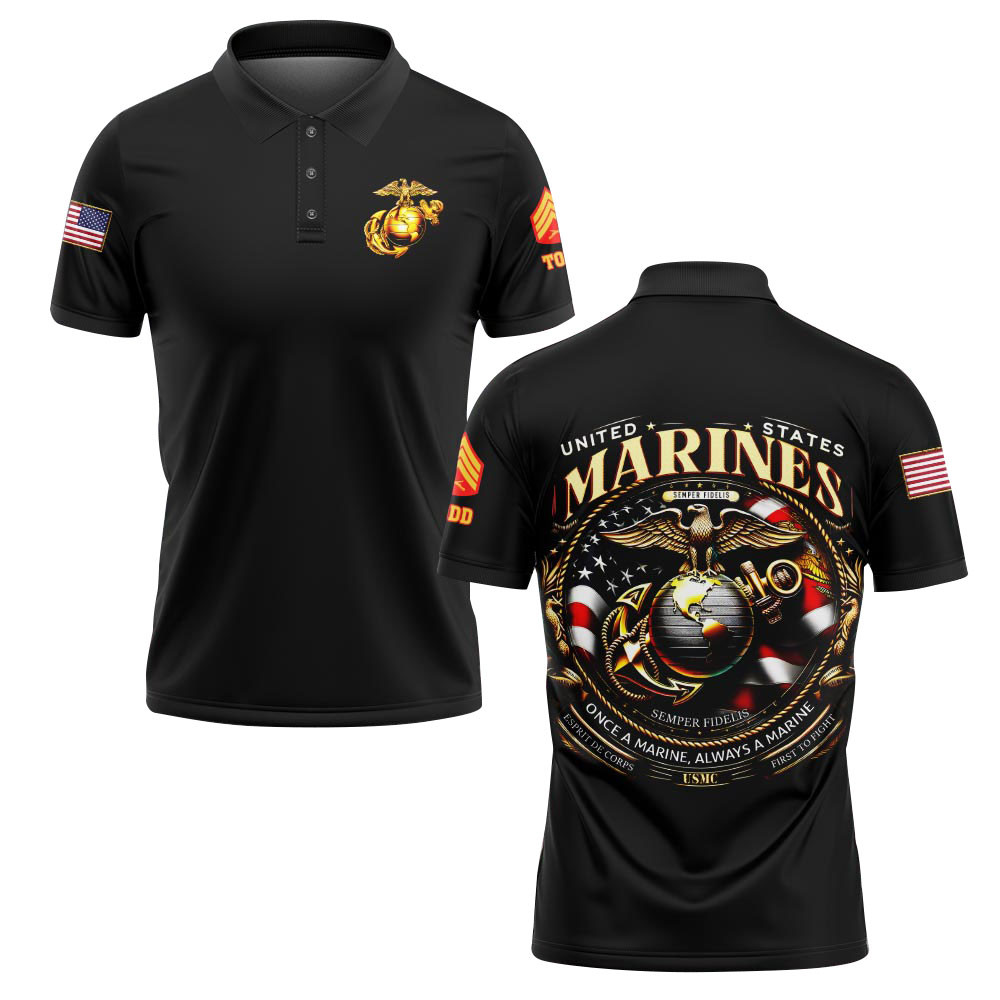 Premium USMC Custom Polo Shirt VPVC219126, Gifts For Marine Veteran, Gifts For Father’s Day, Veterans Day