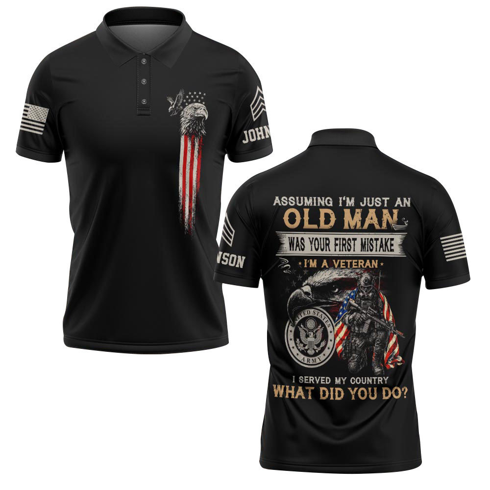 Premium Army Custom Polo Shirt VPVC219127, Gifts For Army Veteran, Gifts For Father’s Day, Veterans Day