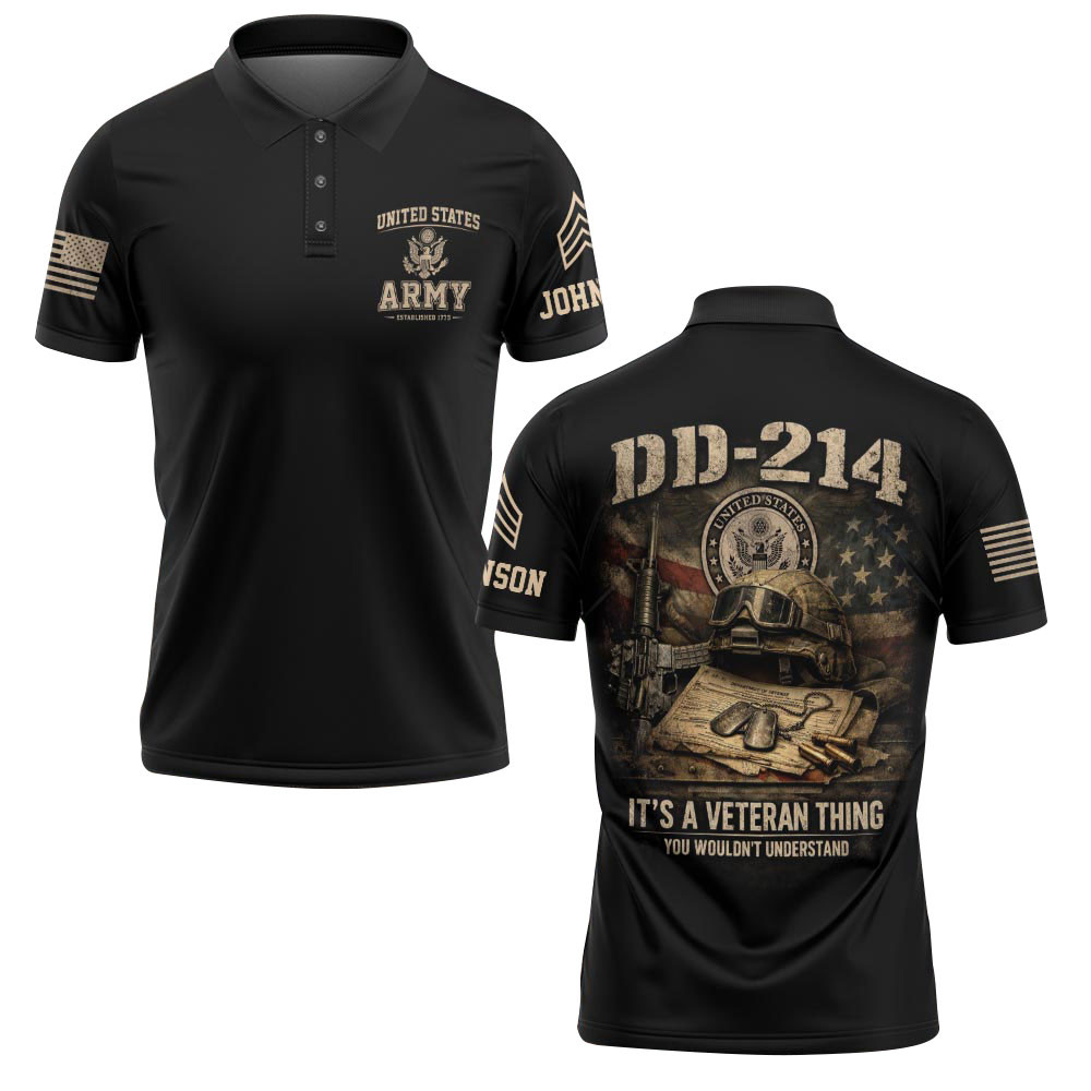Premium Army Custom Polo Shirt VPVC219128, Gifts For Army Veteran, Gifts For Father’s Day, Veterans Day