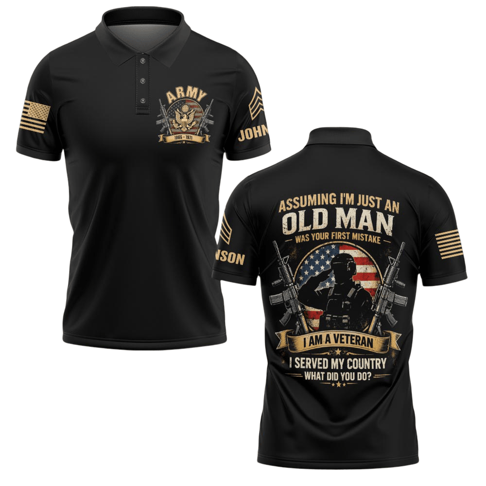 Premium Army Custom Polo Shirt VPVC219131, Gifts For Army Veteran, Gifts For Father’s Day, Veterans Day