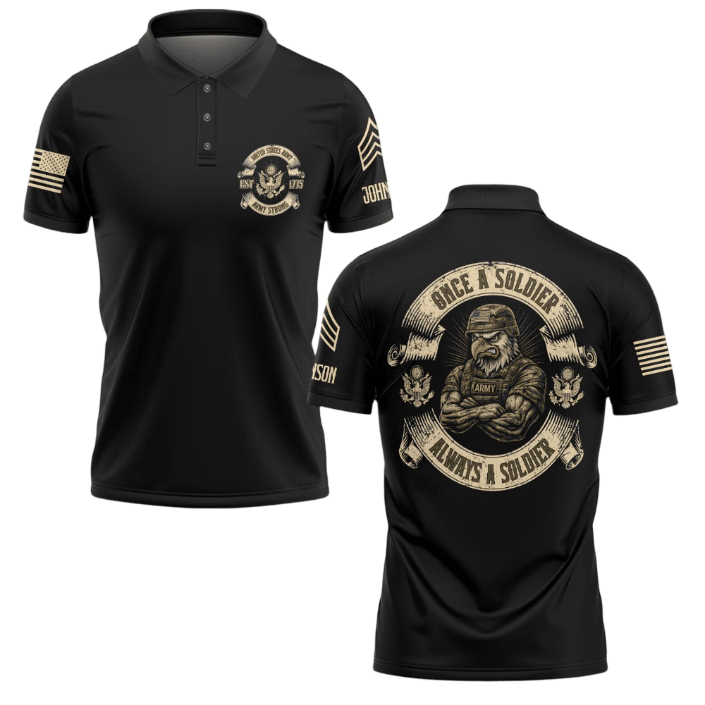 Premium Army Custom Polo Shirt VPVC219133, Gifts For Army Veteran, Gifts For Father’s Day, Veterans Day