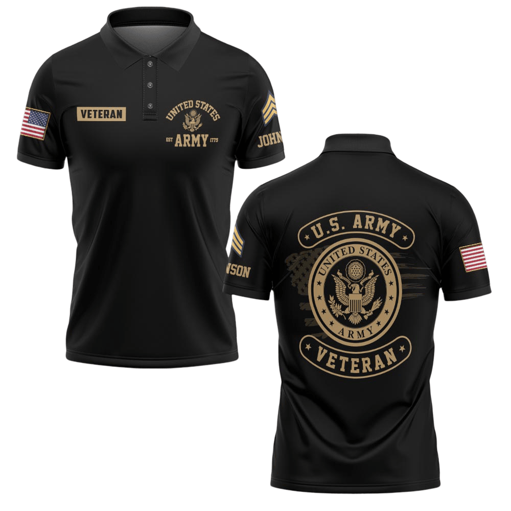 Premium Army Custom Polo Shirt VPVC219134, Gifts For Army Veteran, Gifts For Father’s Day, Veterans Day